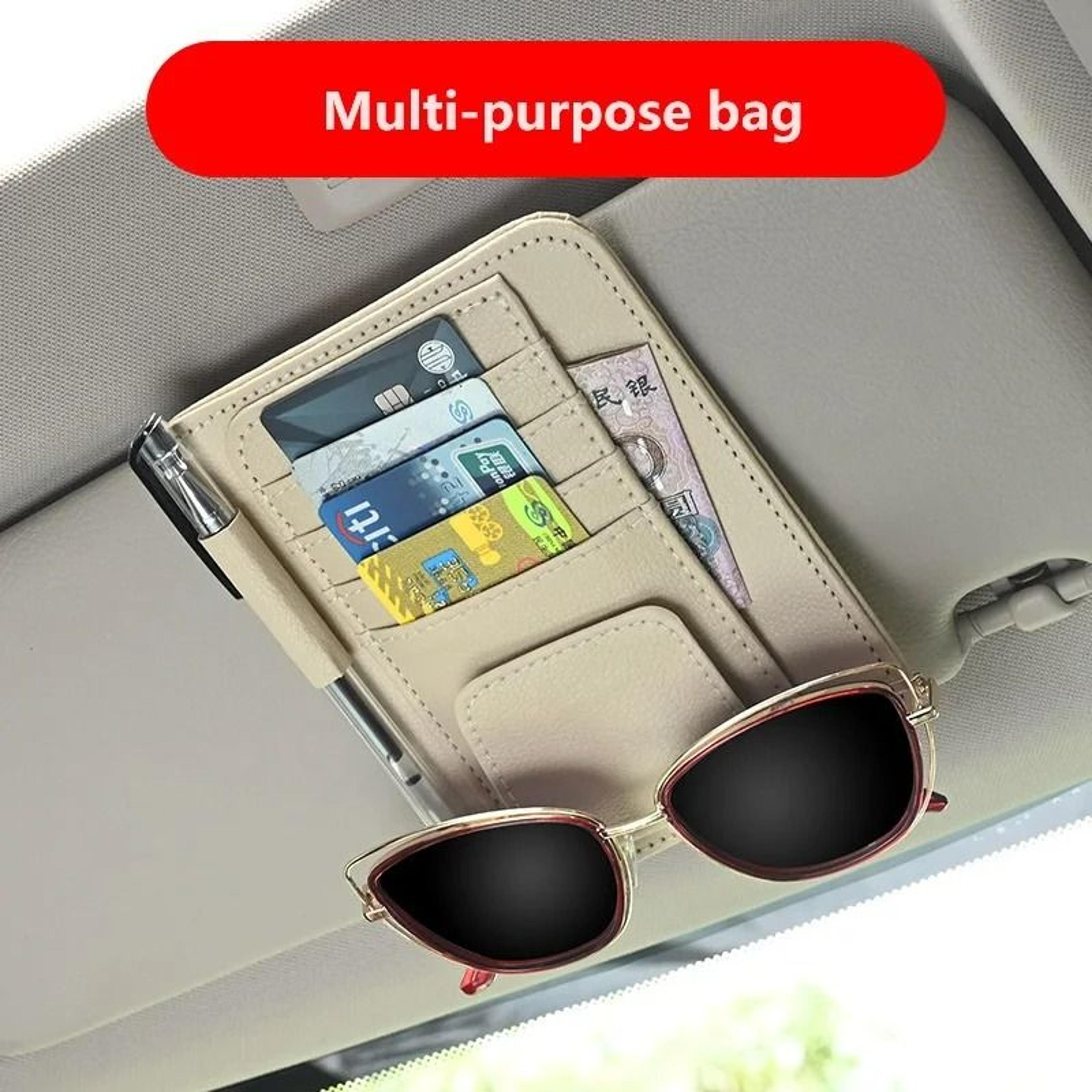 multi-functional sun visor storage organizer & card clip