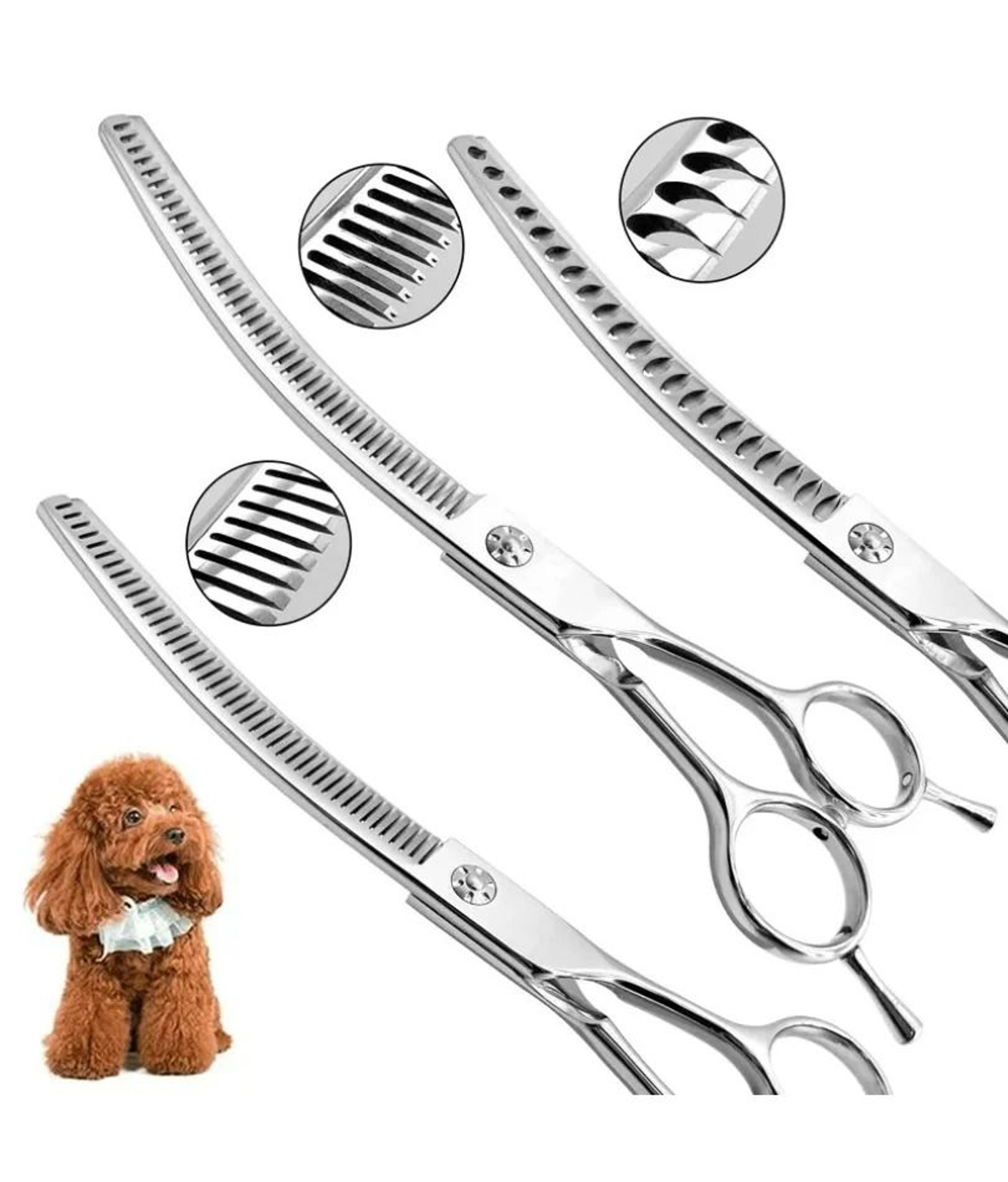 7-inch precision grooming shears – curved chunking & thinning scissors for dogs & cats