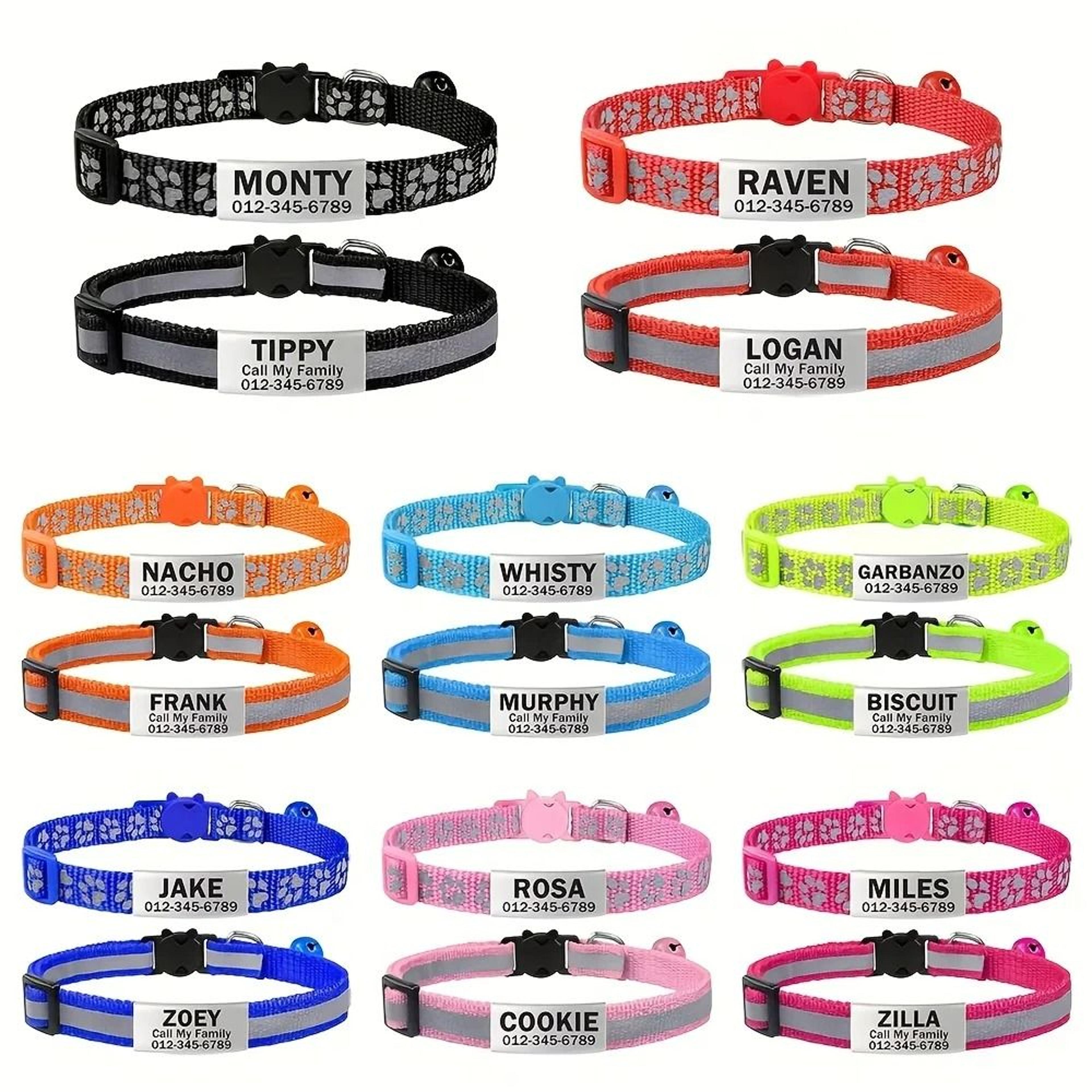custom reflective cat safety collar set – personalized id & quick-release buckle for kittens & small dogs (2-pack)