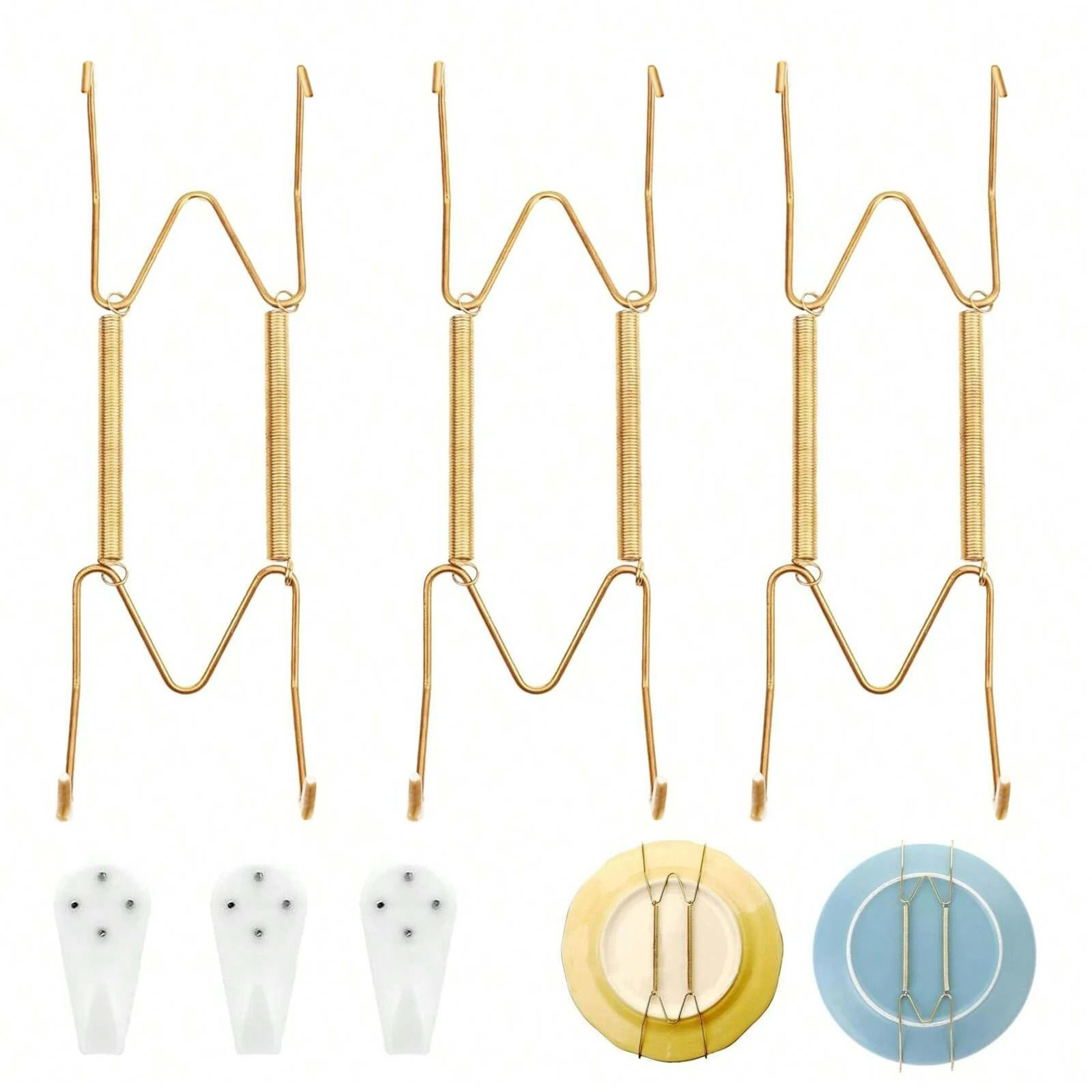 invisible plate management system – 3-piece w-shaped tension spring wall display hangers