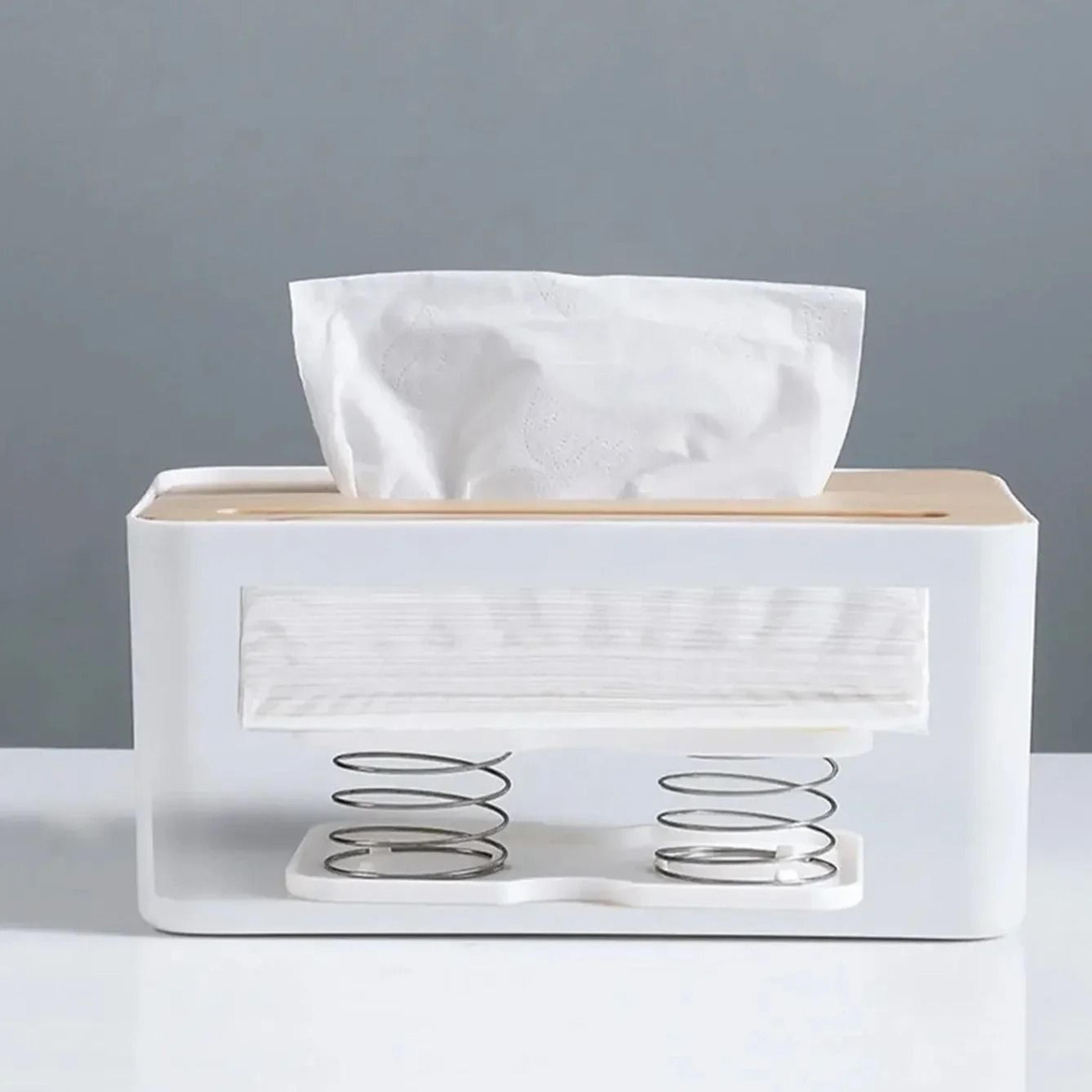 kinetic tissue management system – automatic spring-loaded lift bracket for constant-access dispensing