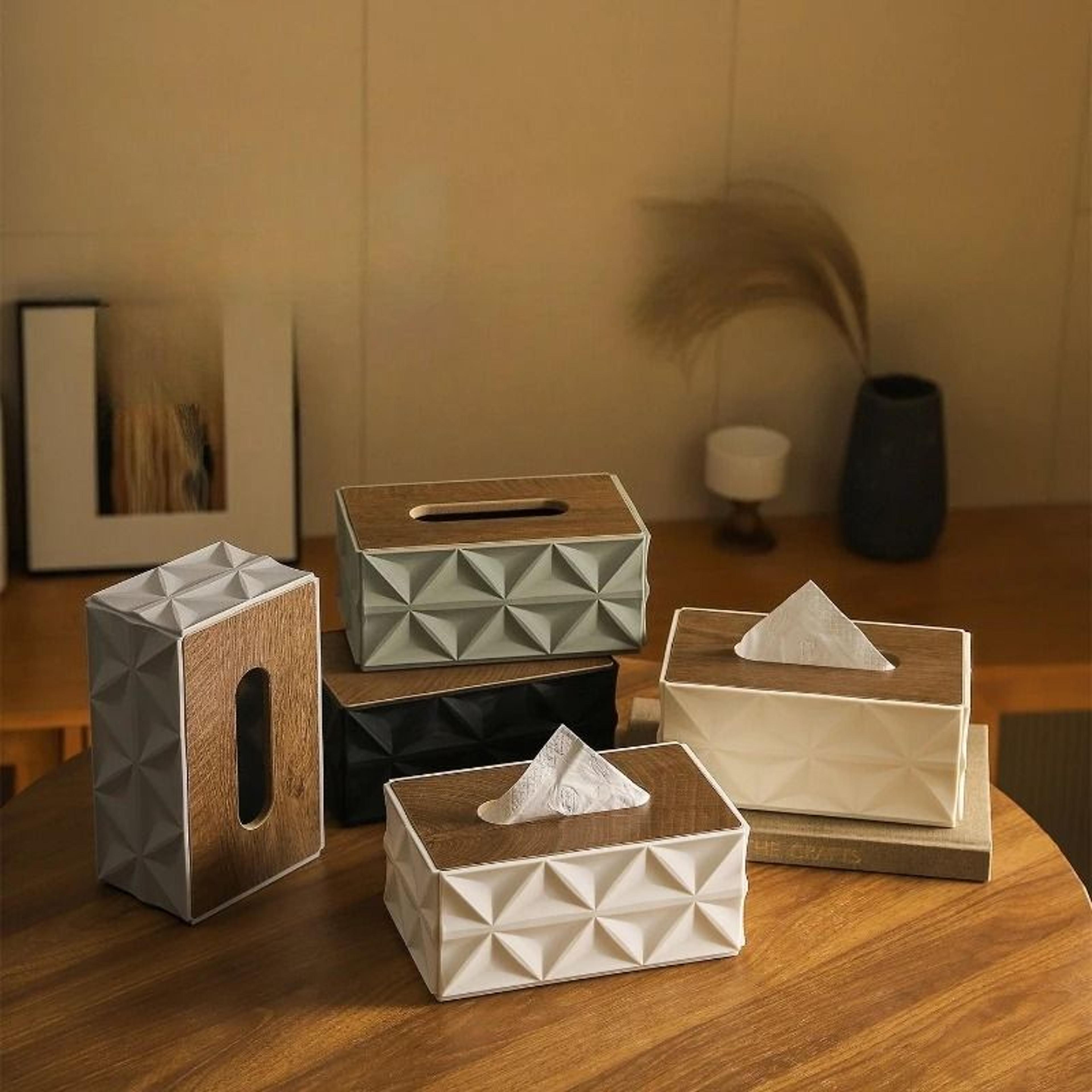 ripple minimalist tissue box with solid wooden lid