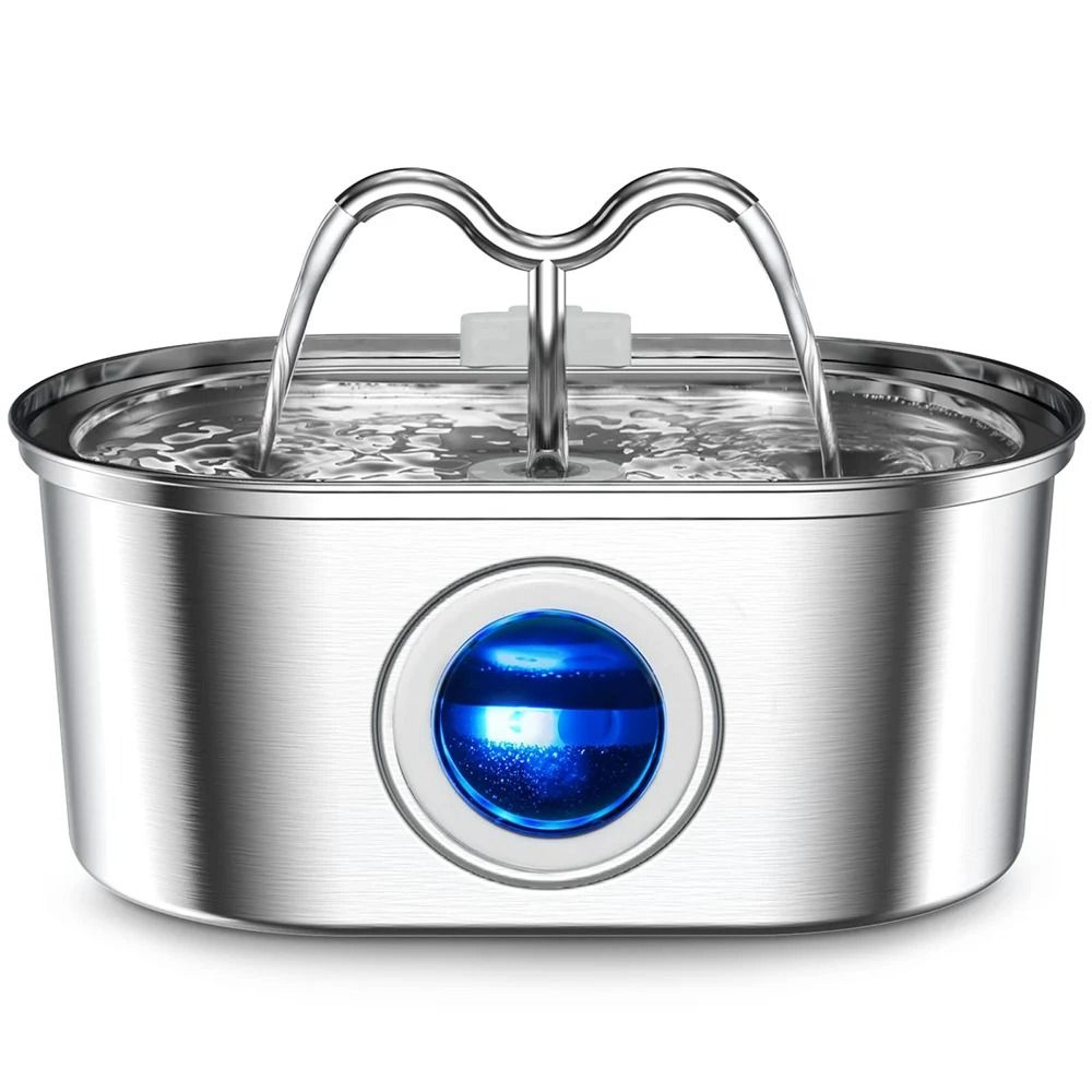 3.2l stainless steel pet fountain with led water level indicator