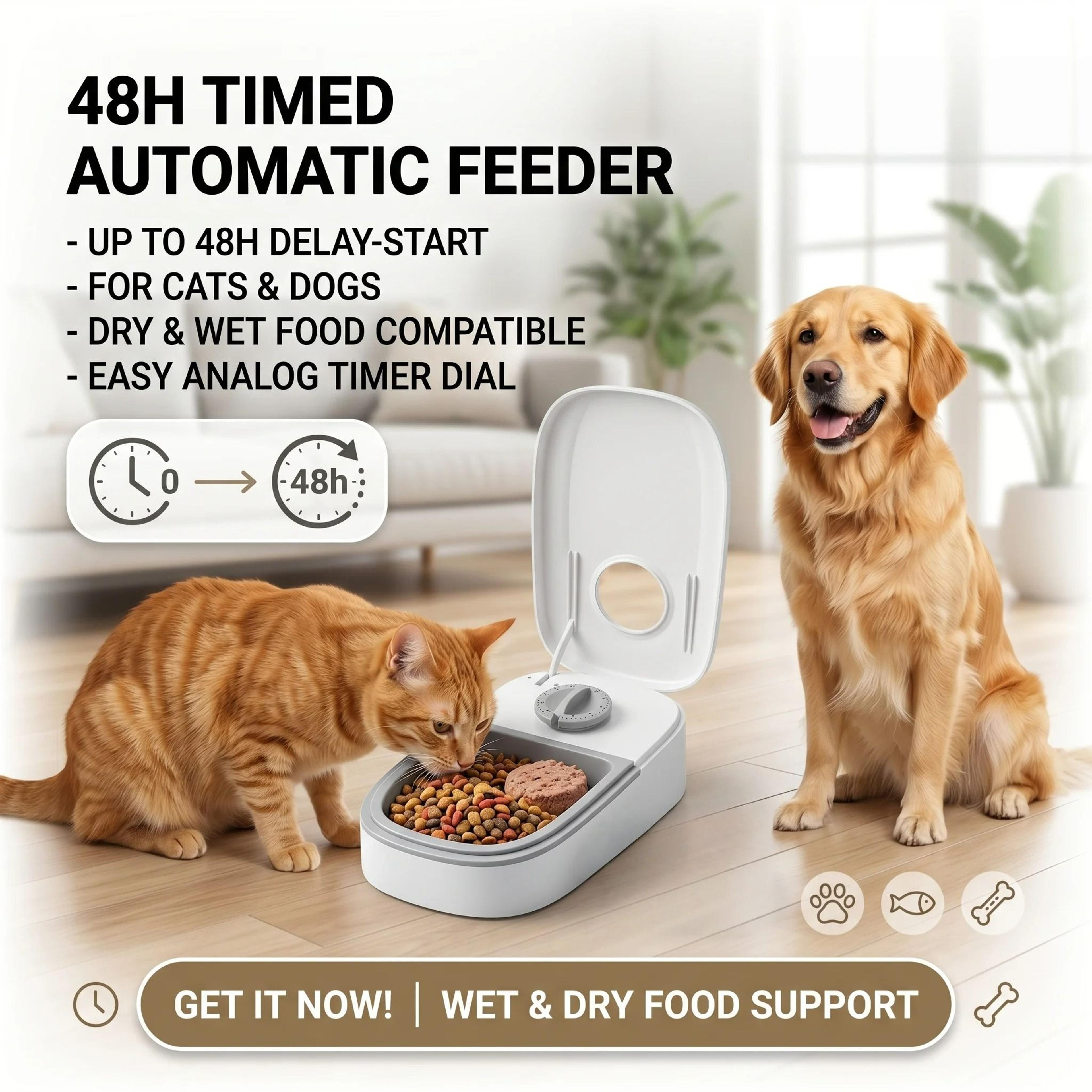 single tray timed wet food feeder with cooling chamber