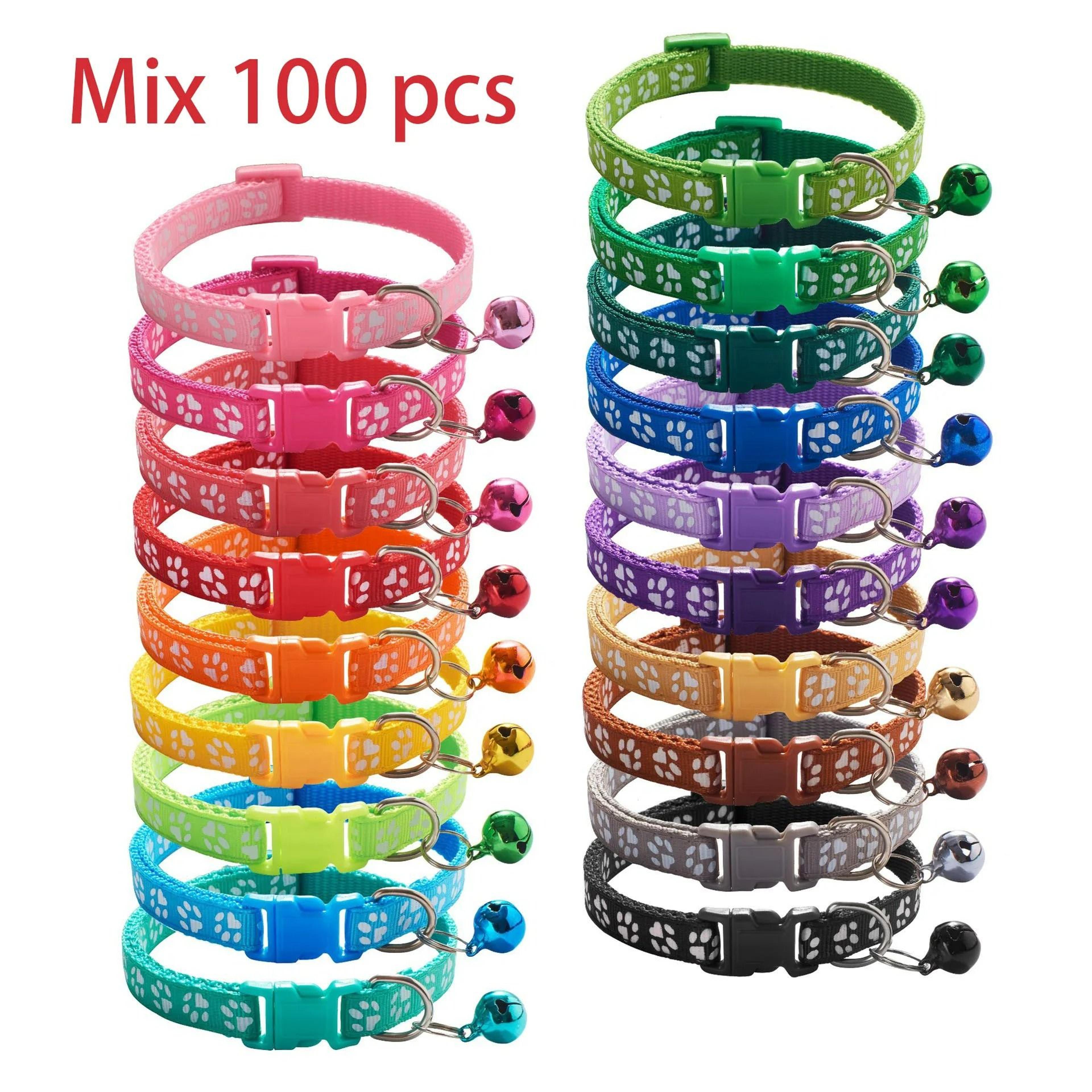 bulk adjustable pet collars with safety bells (100-piece lot)