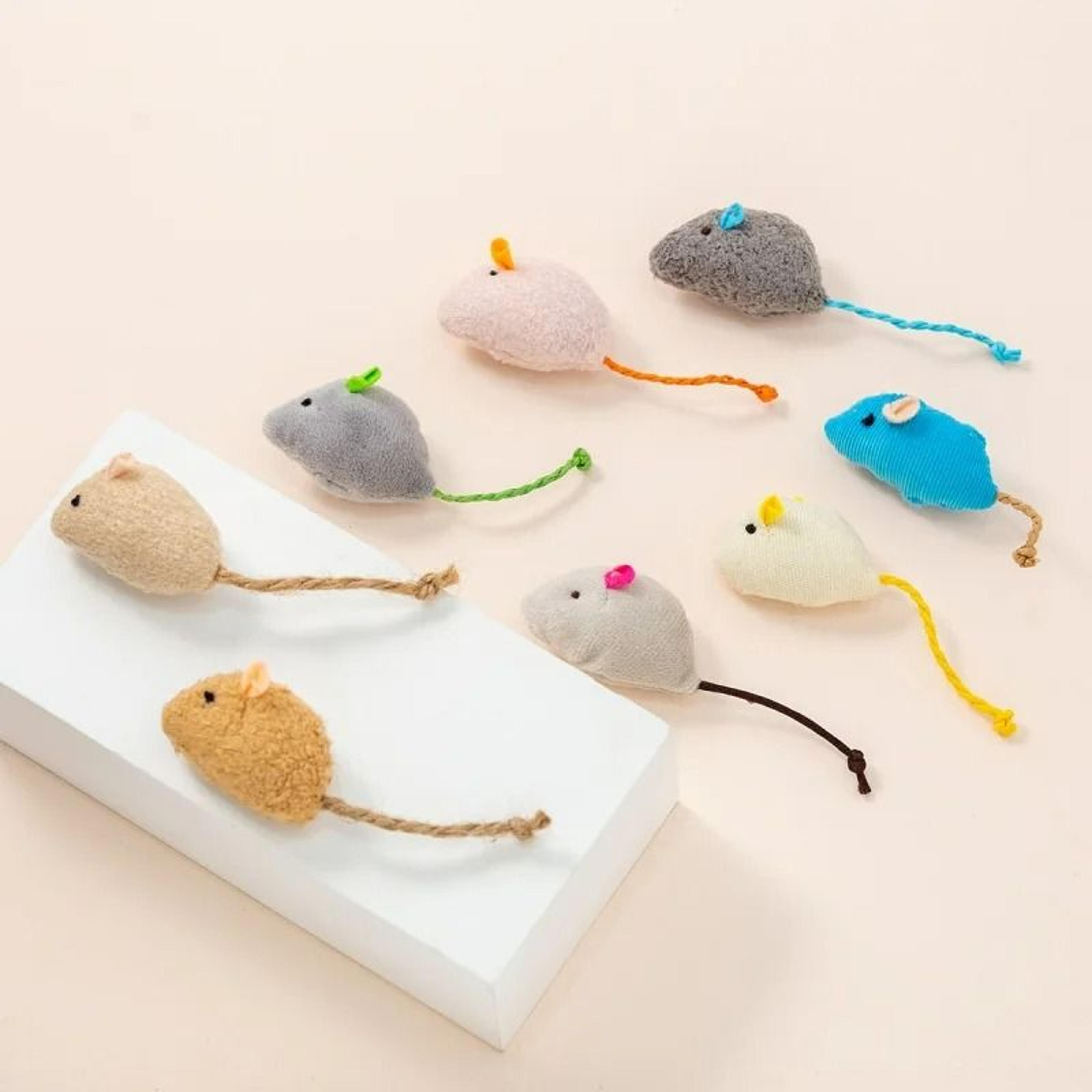 interactive durable linen plush rat toy set (3-pack)