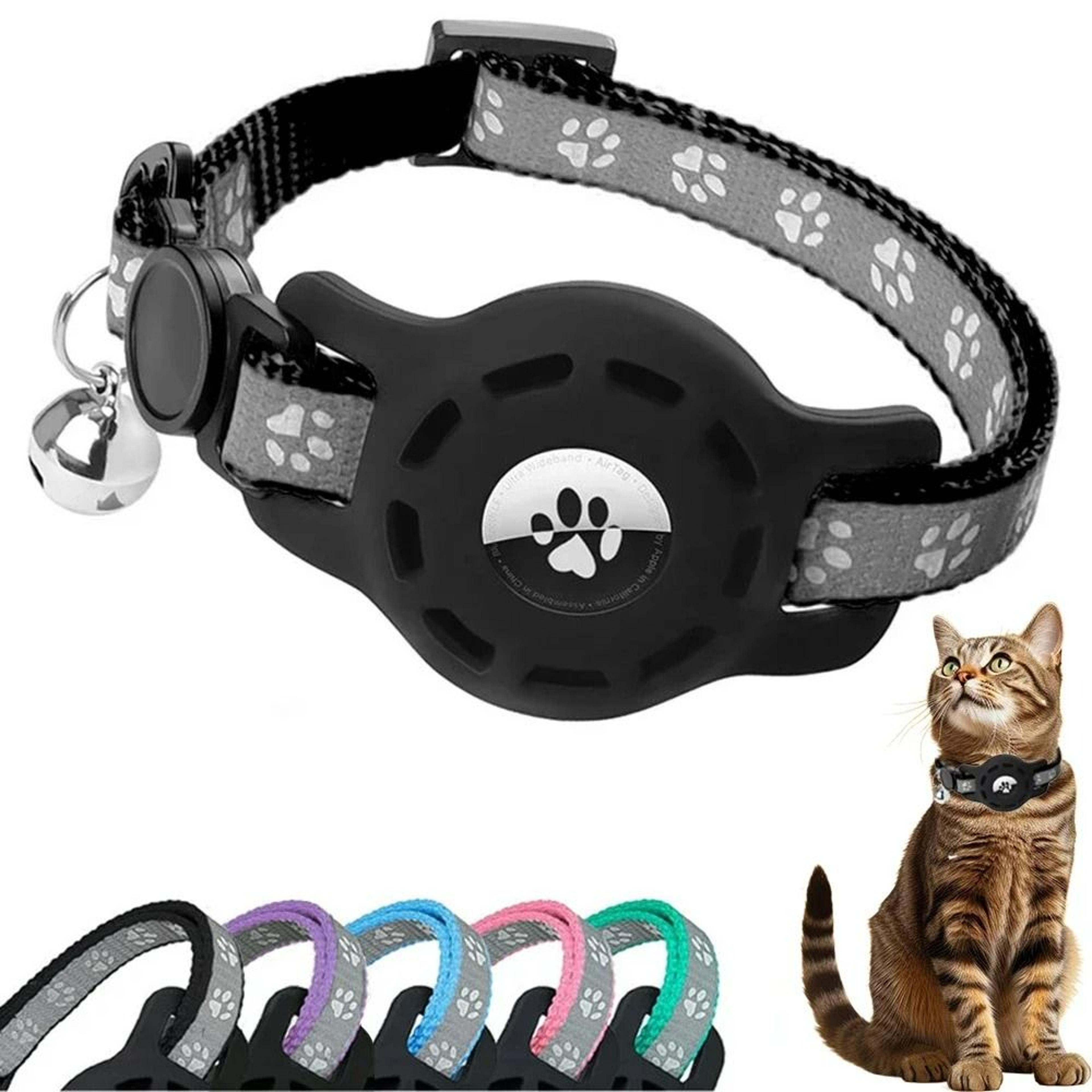 secure airtag safety collar with integrated tracking holder & bell