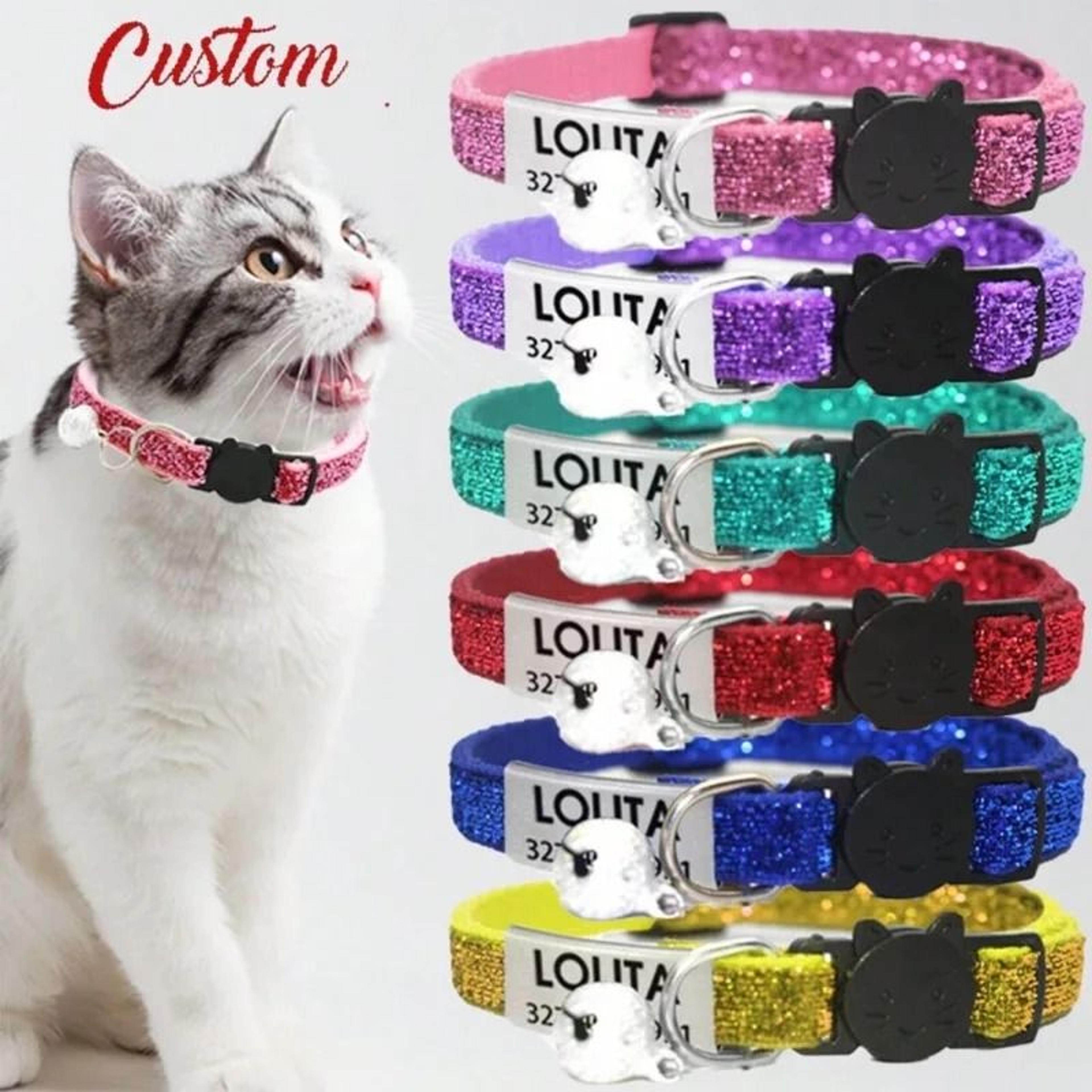 customized glitter safety collar with personalized engraved id tag