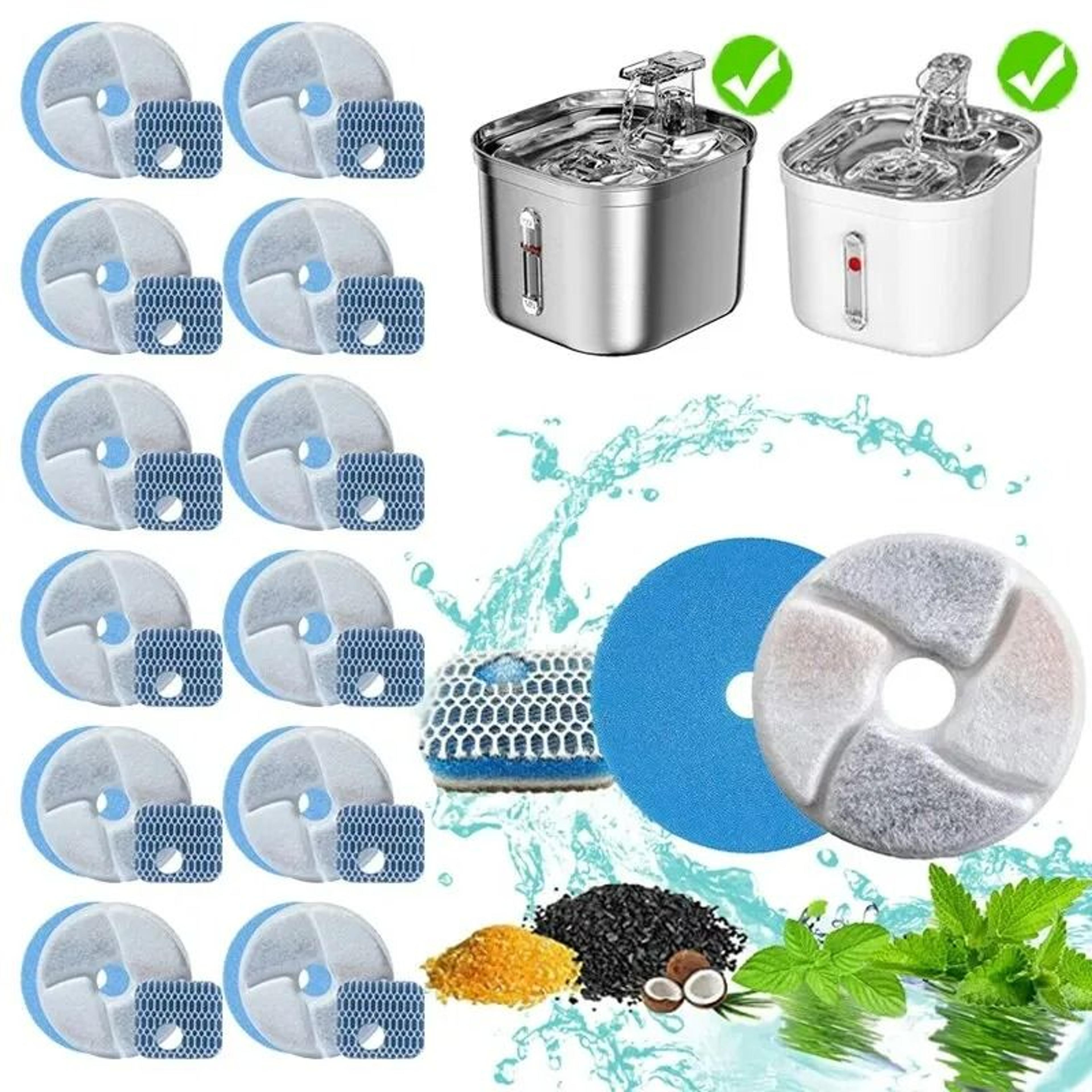triple-action replacement water fountain filters (12-piece value pack)