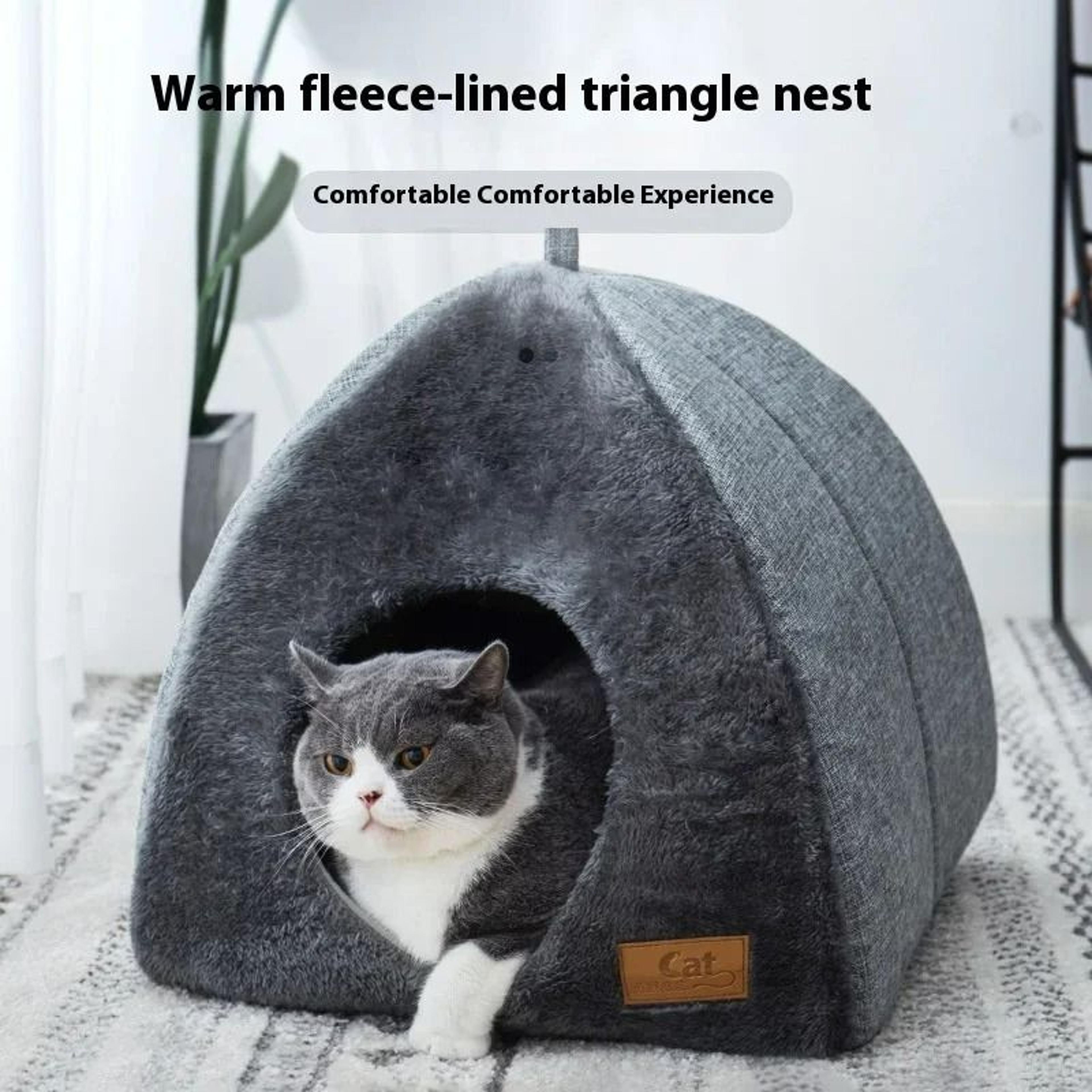 closed triangle deep sleep cat tent cave