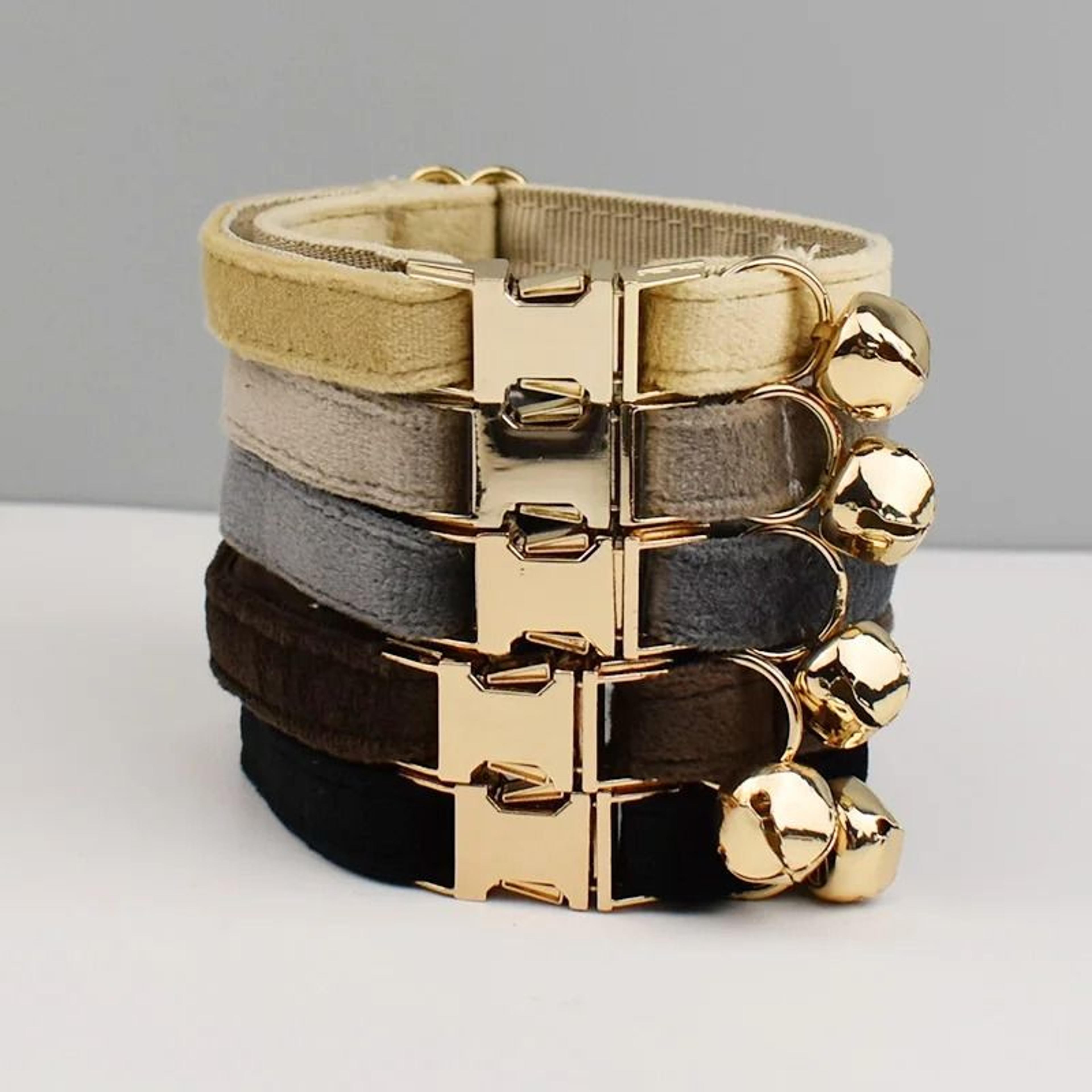 personalized luxury velvet cat collar set