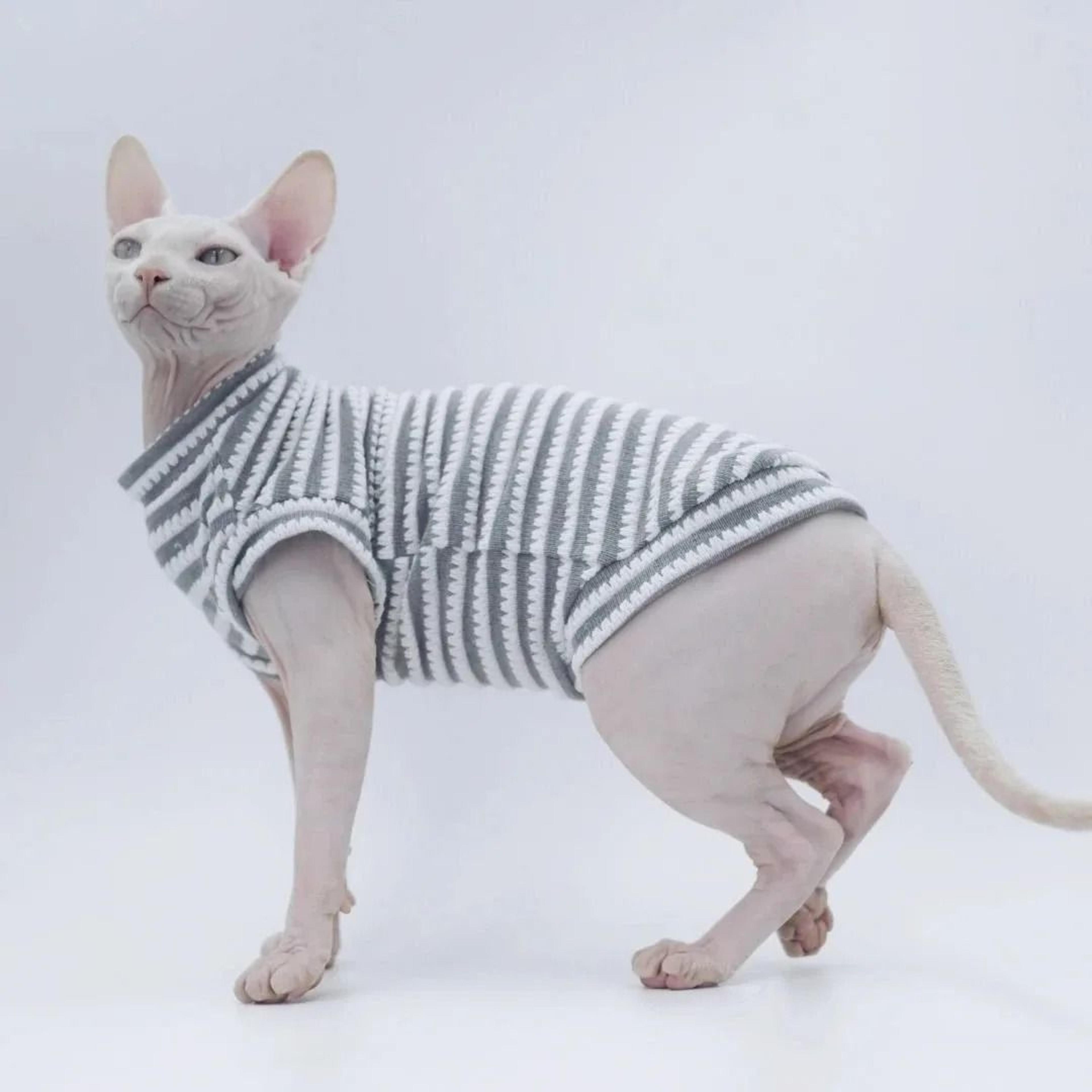 breathable striped summer cat vest shirt