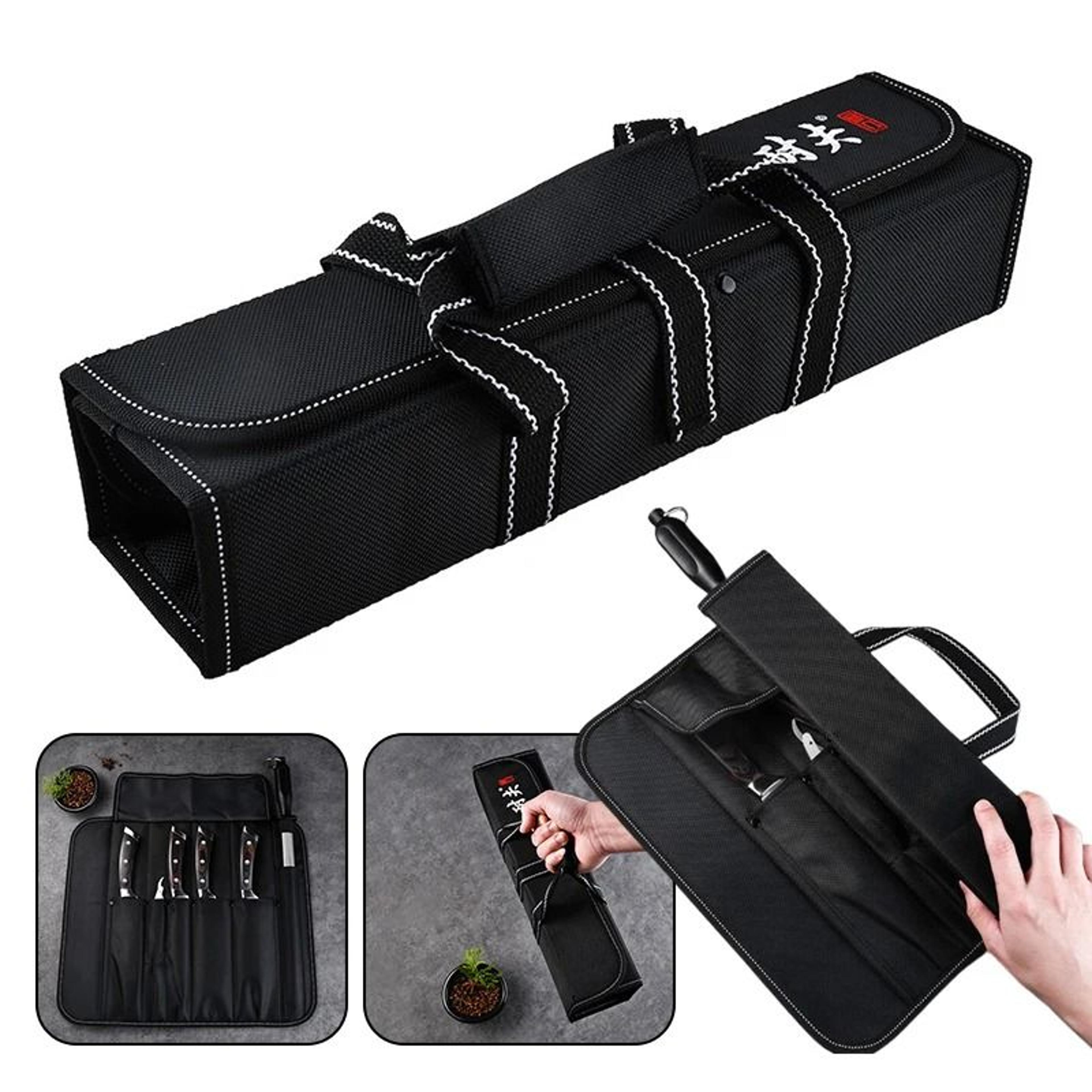 portable 6-pocket canvas chef knife roll bag