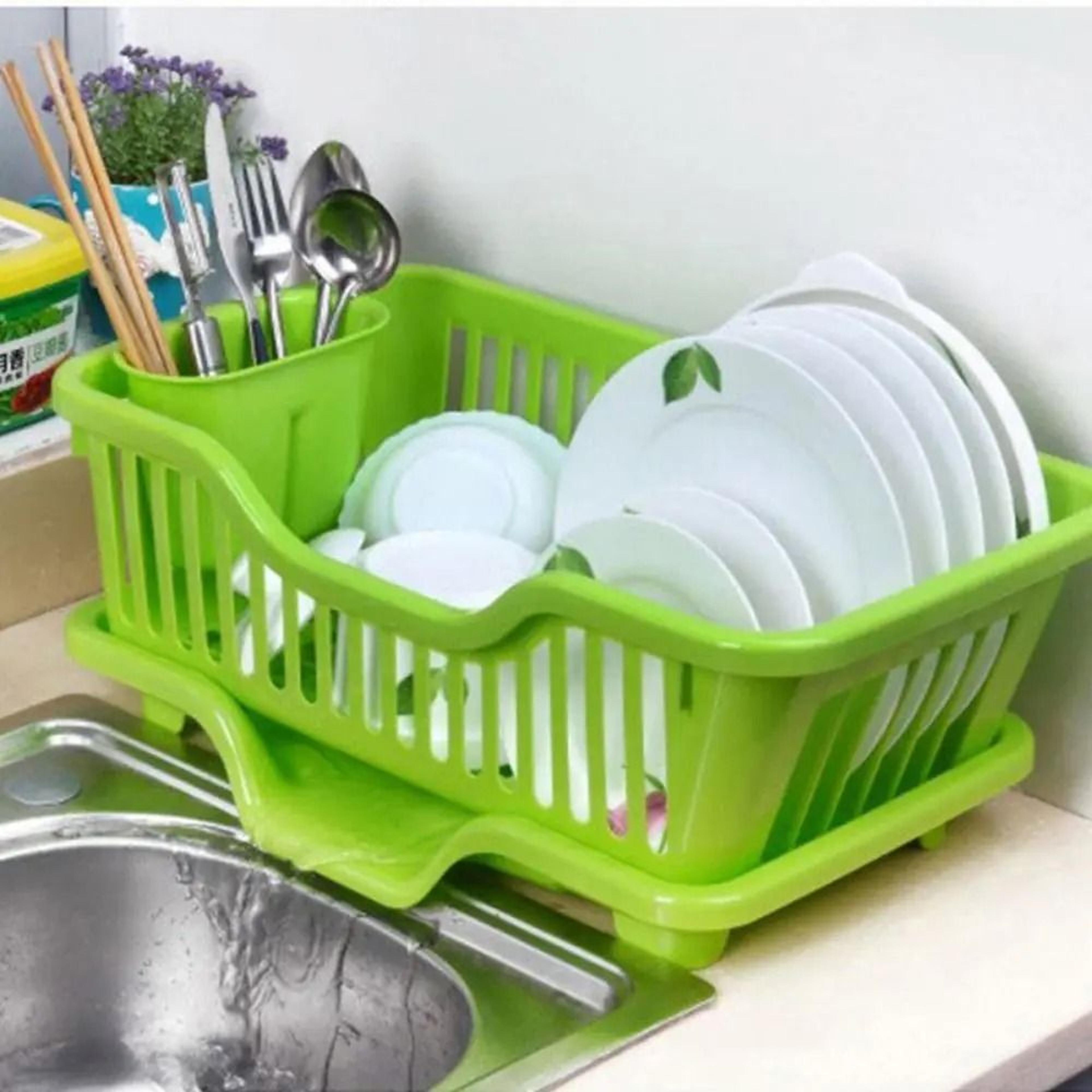 countertop dish drying rack with integrated drain board