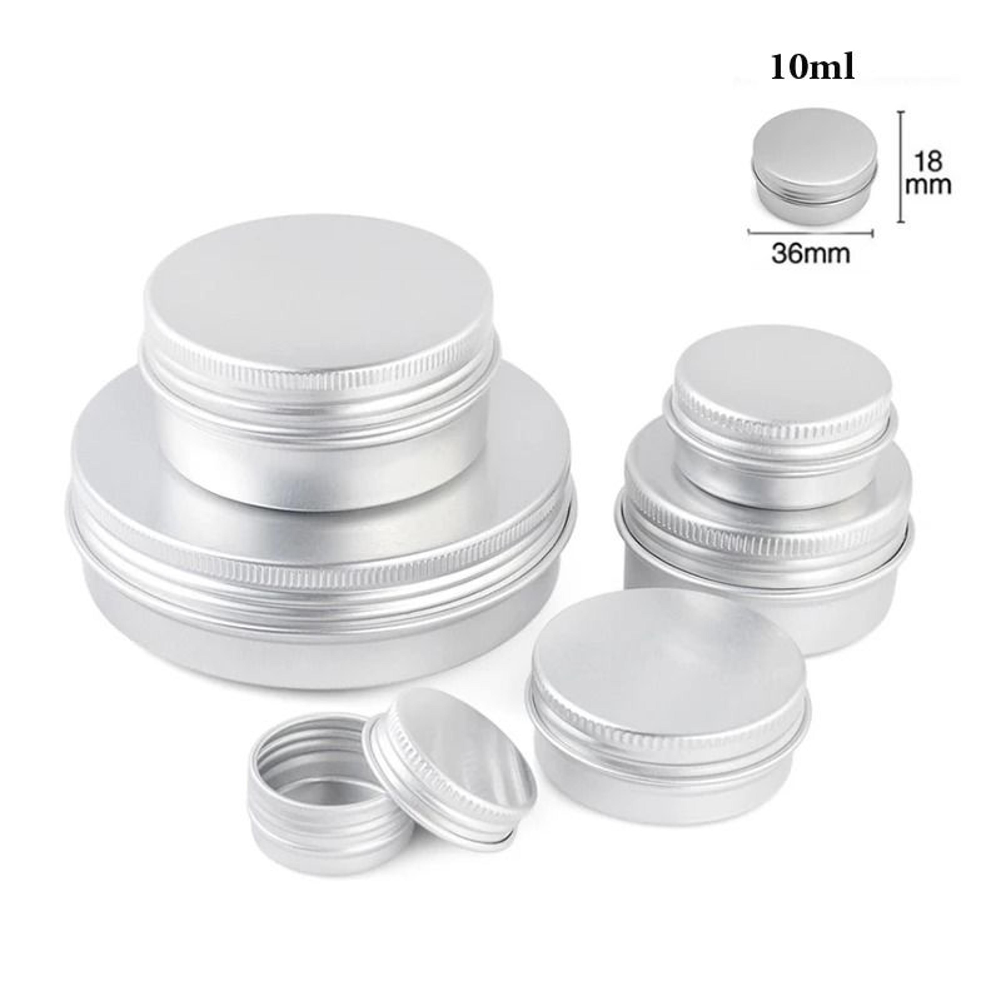 50-piece empty silver aluminum screw-top storage tins