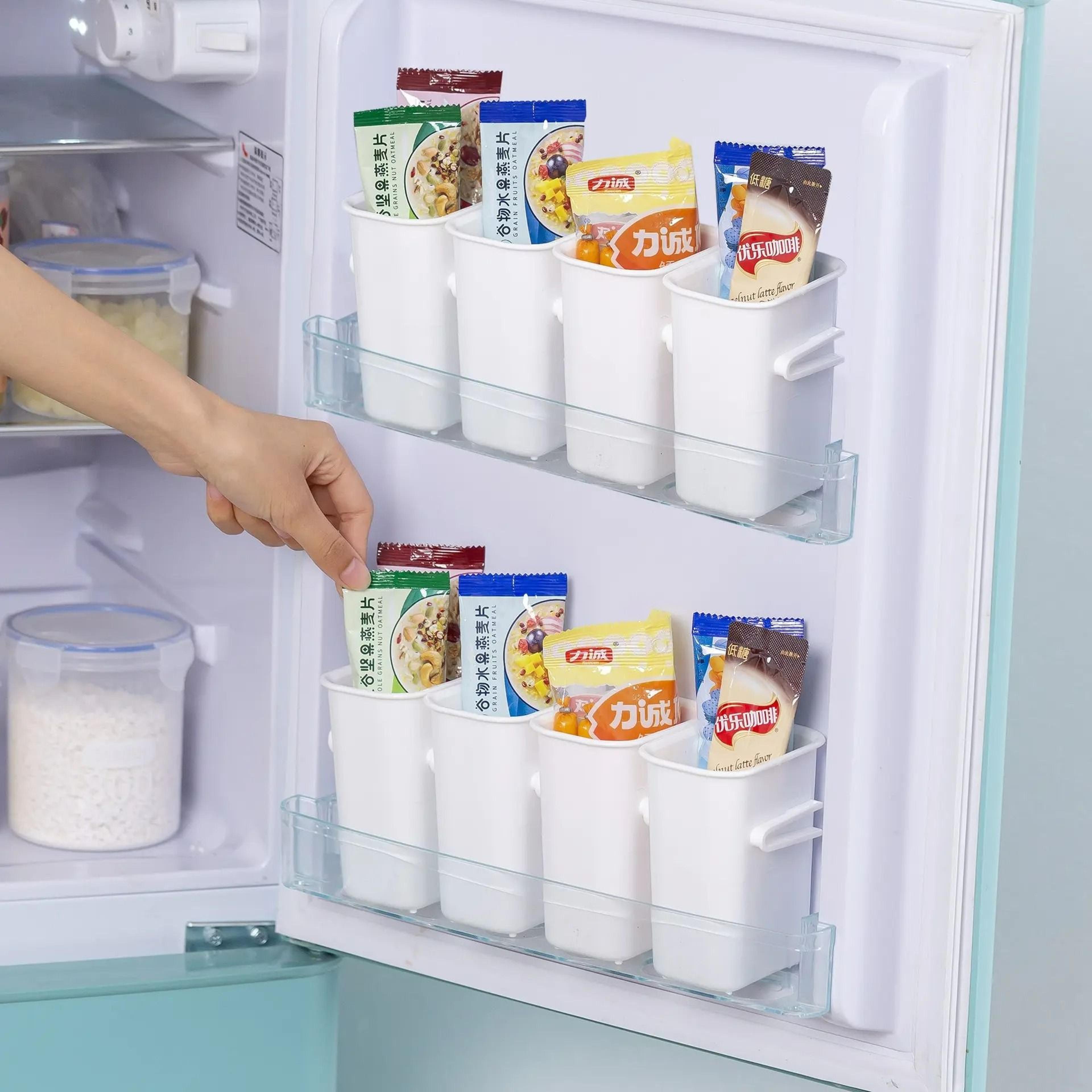 white refrigerator food classification storage box set