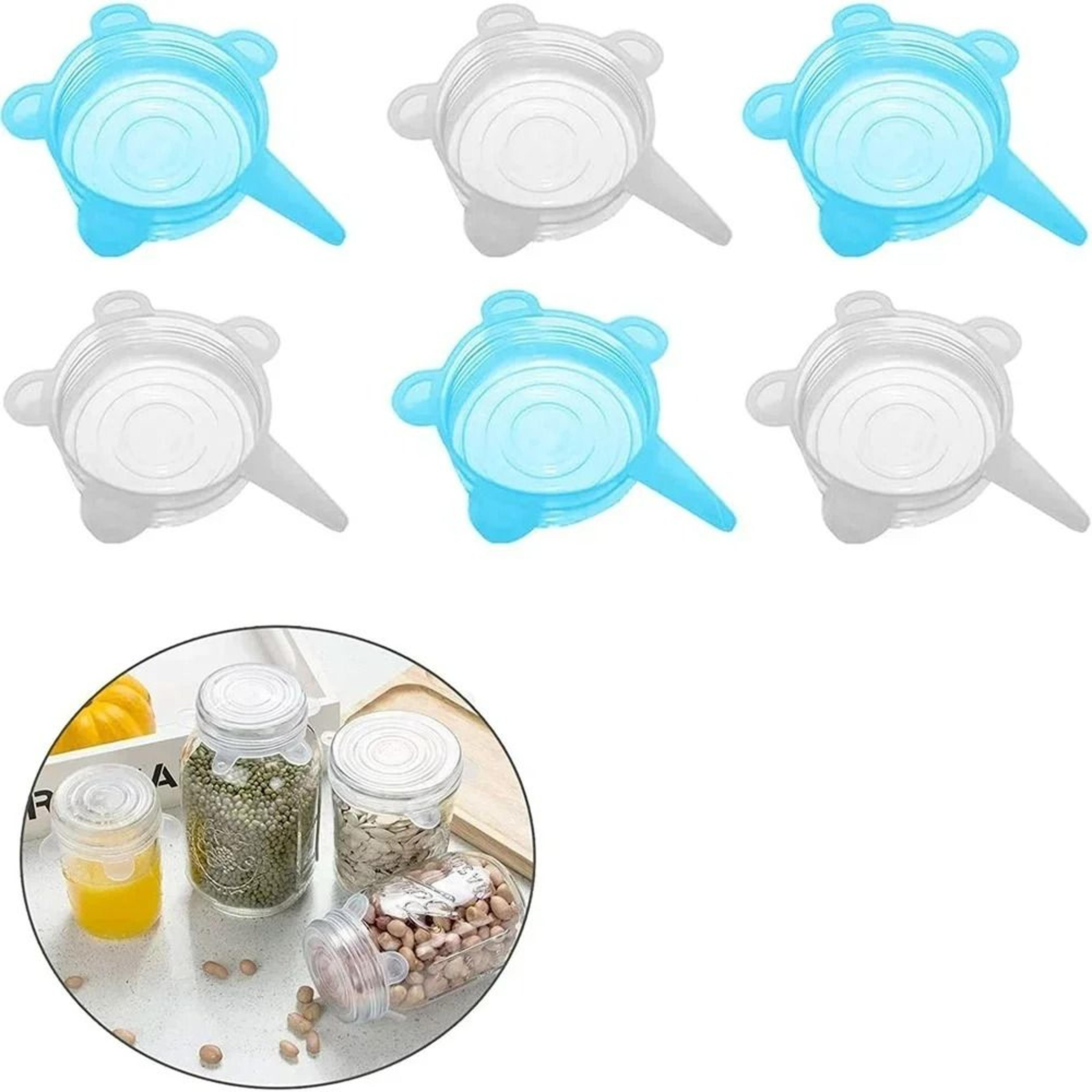 6-pack small silicone stretch lids and food-safe can covers