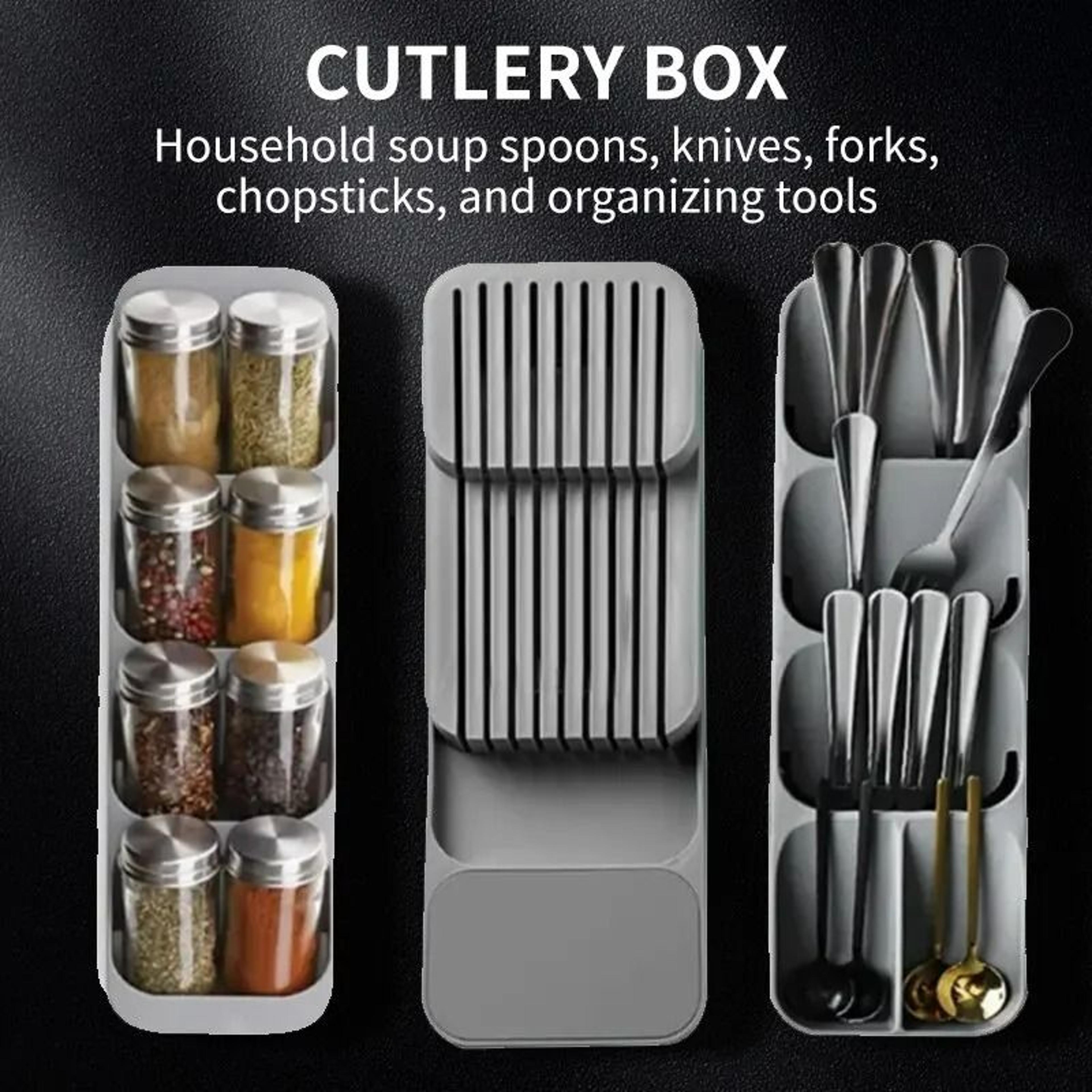kitchen drawer cutlery storage tray and spice bottle knife block organizer
