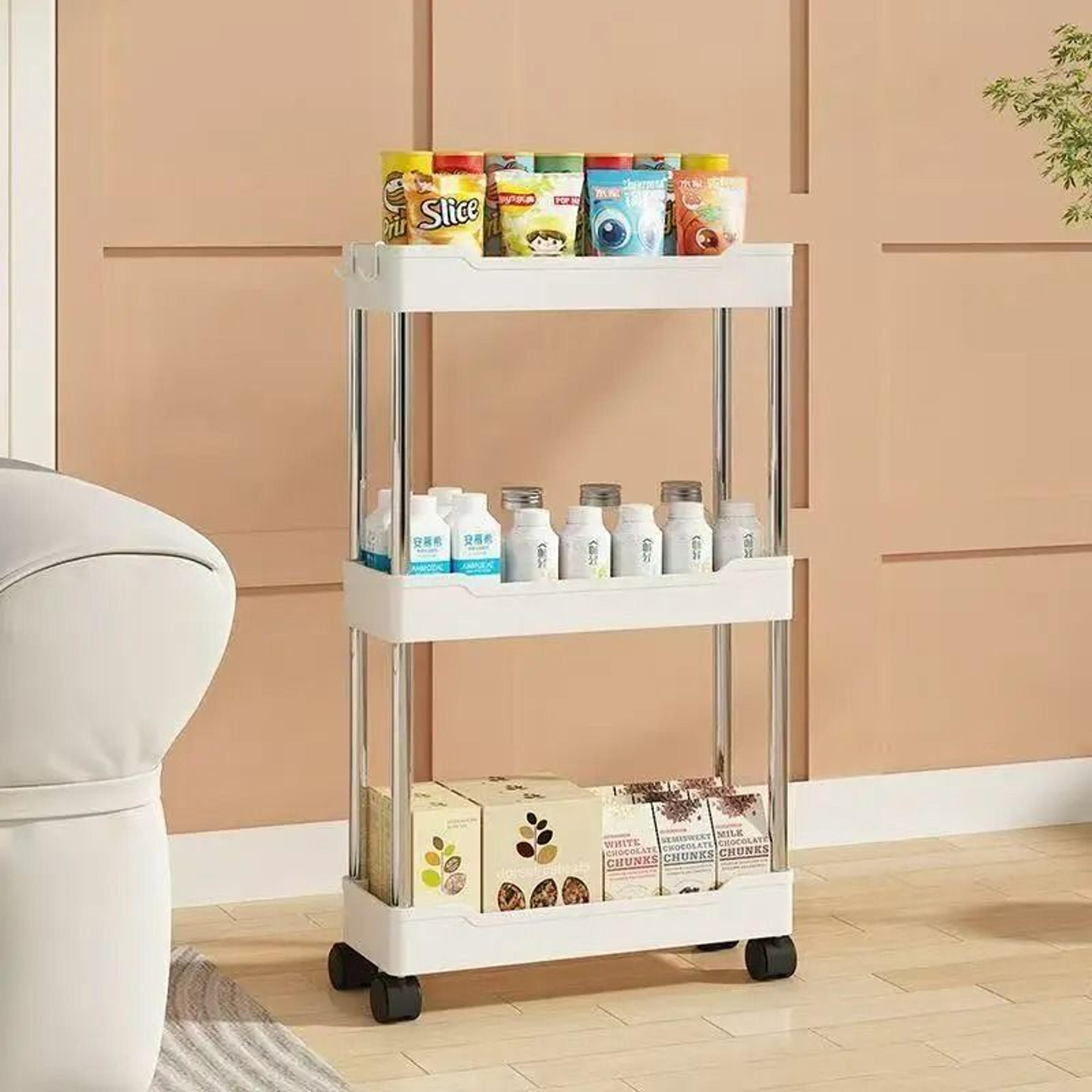 3-tier rolling bathroom storage cart and multi-purpose utility organizer