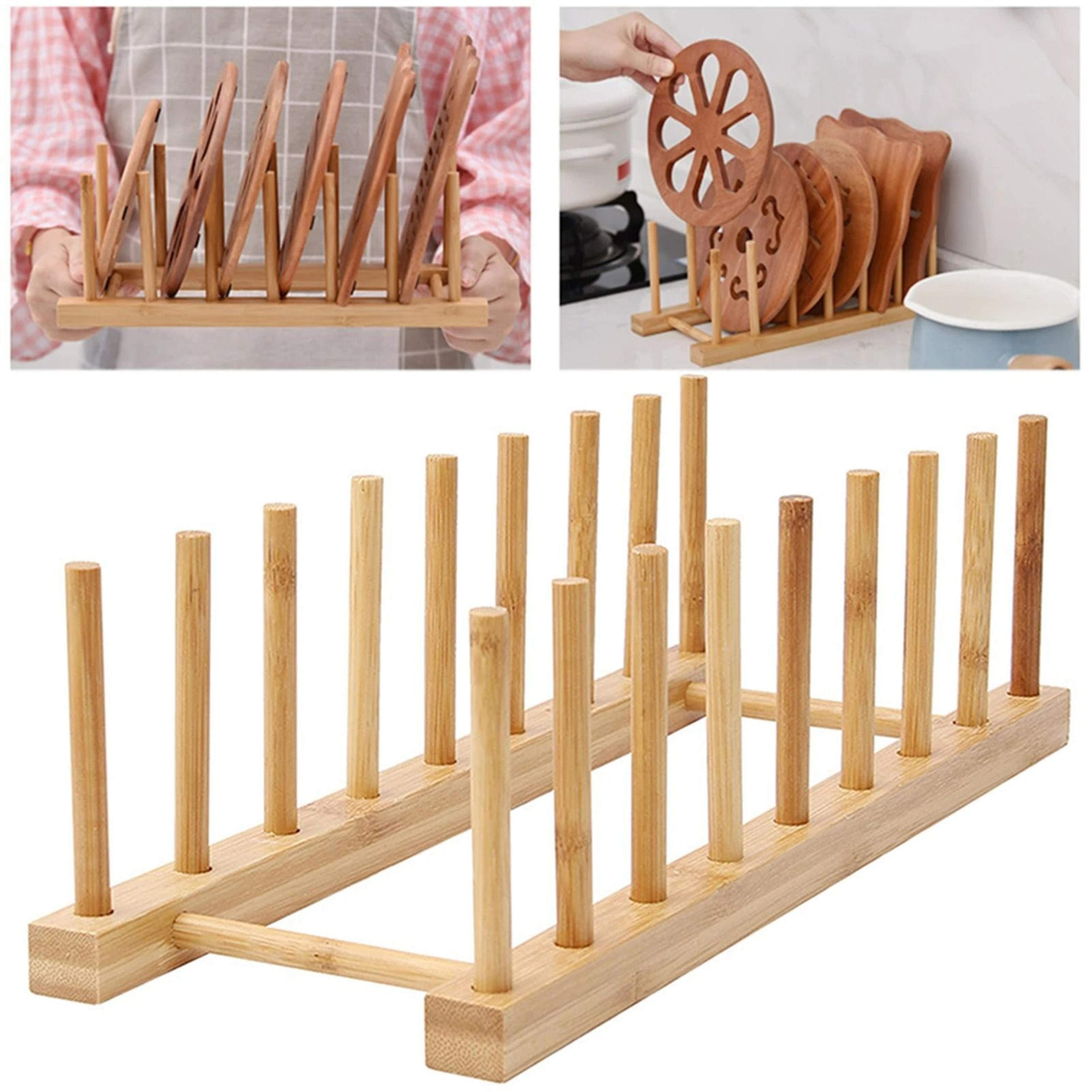 multi-functional wooden dish drain rack and display stand