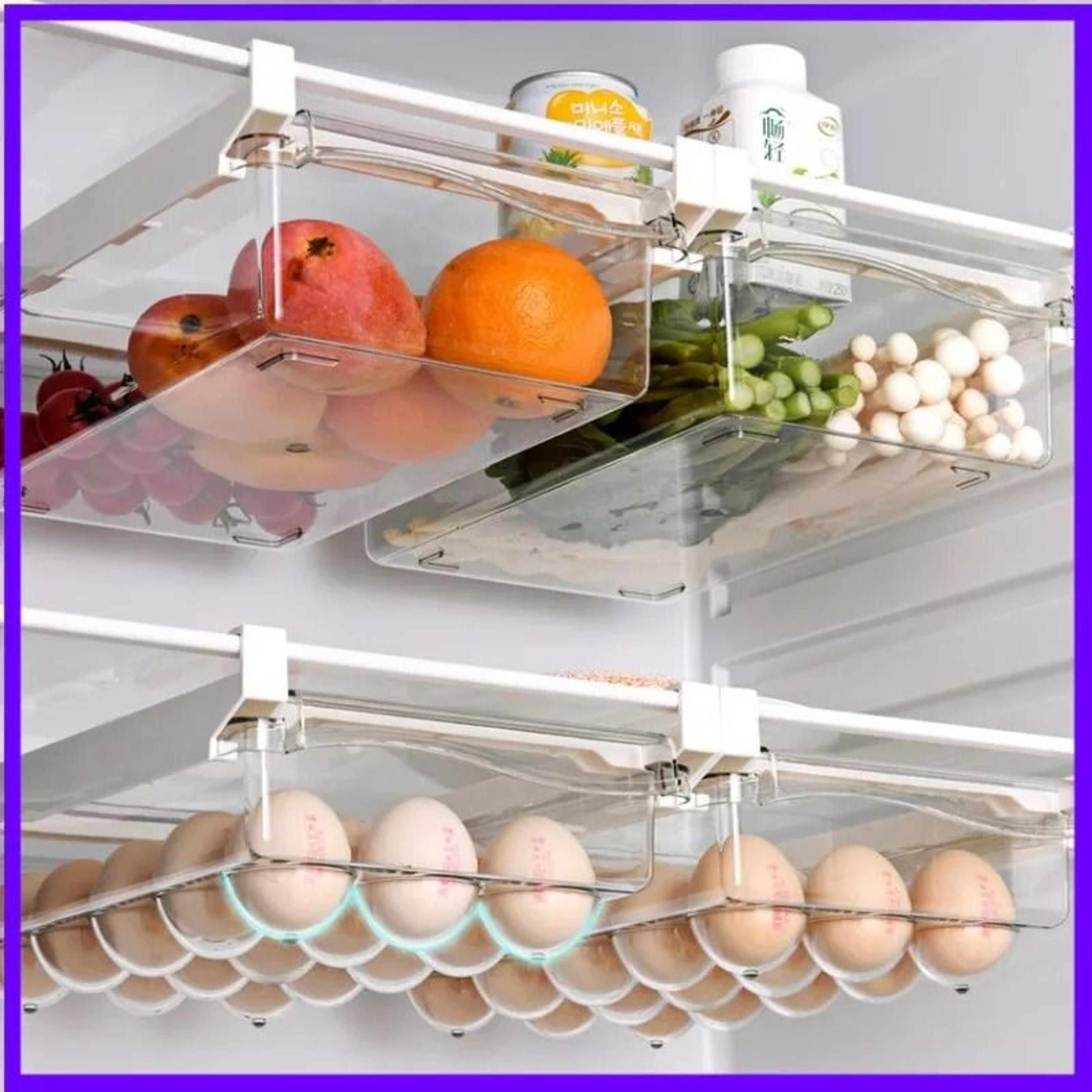 under-shelf drawer-type refrigerator storage box and clear produce organizer