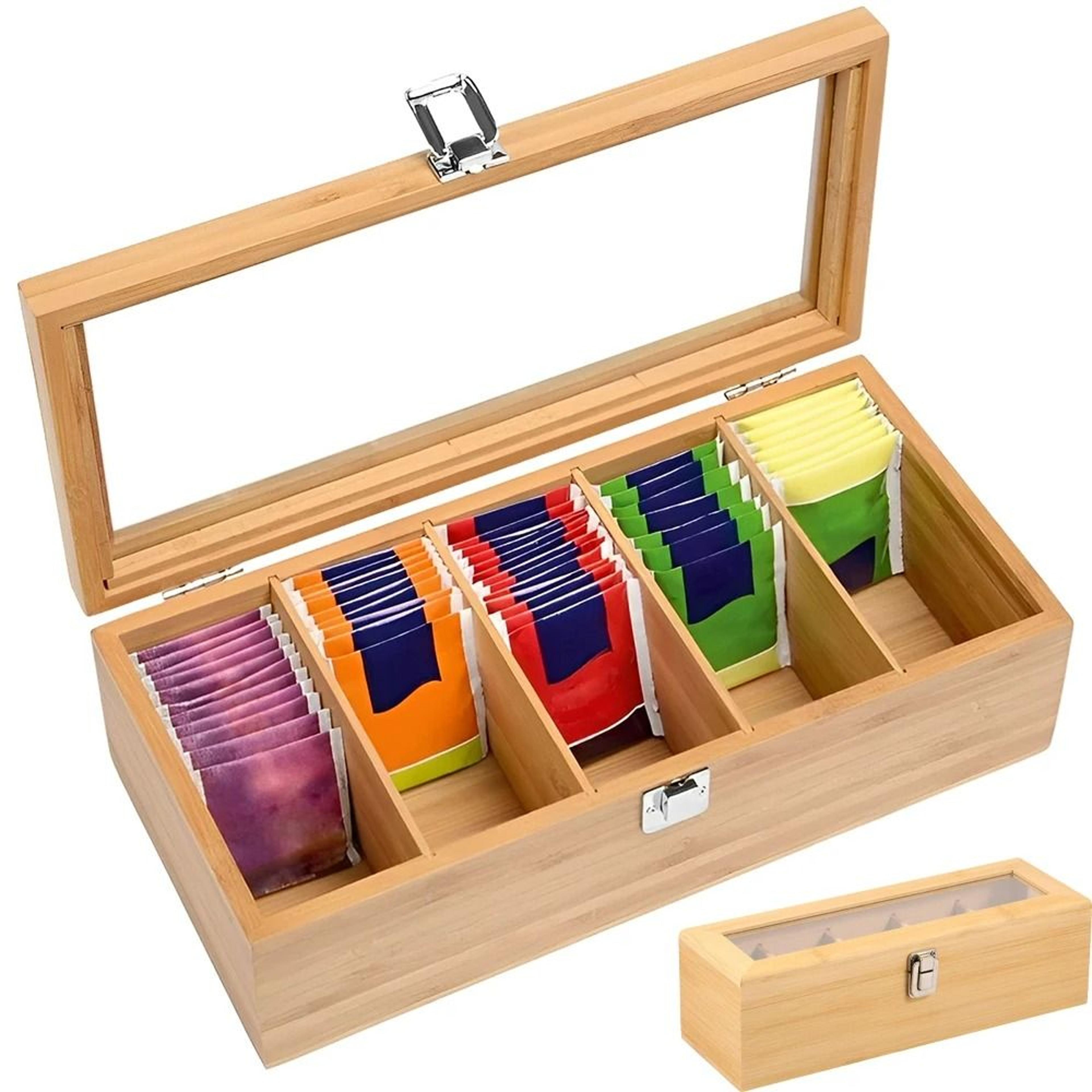 bamboo tea bag storage box and multipurpose teabag holder