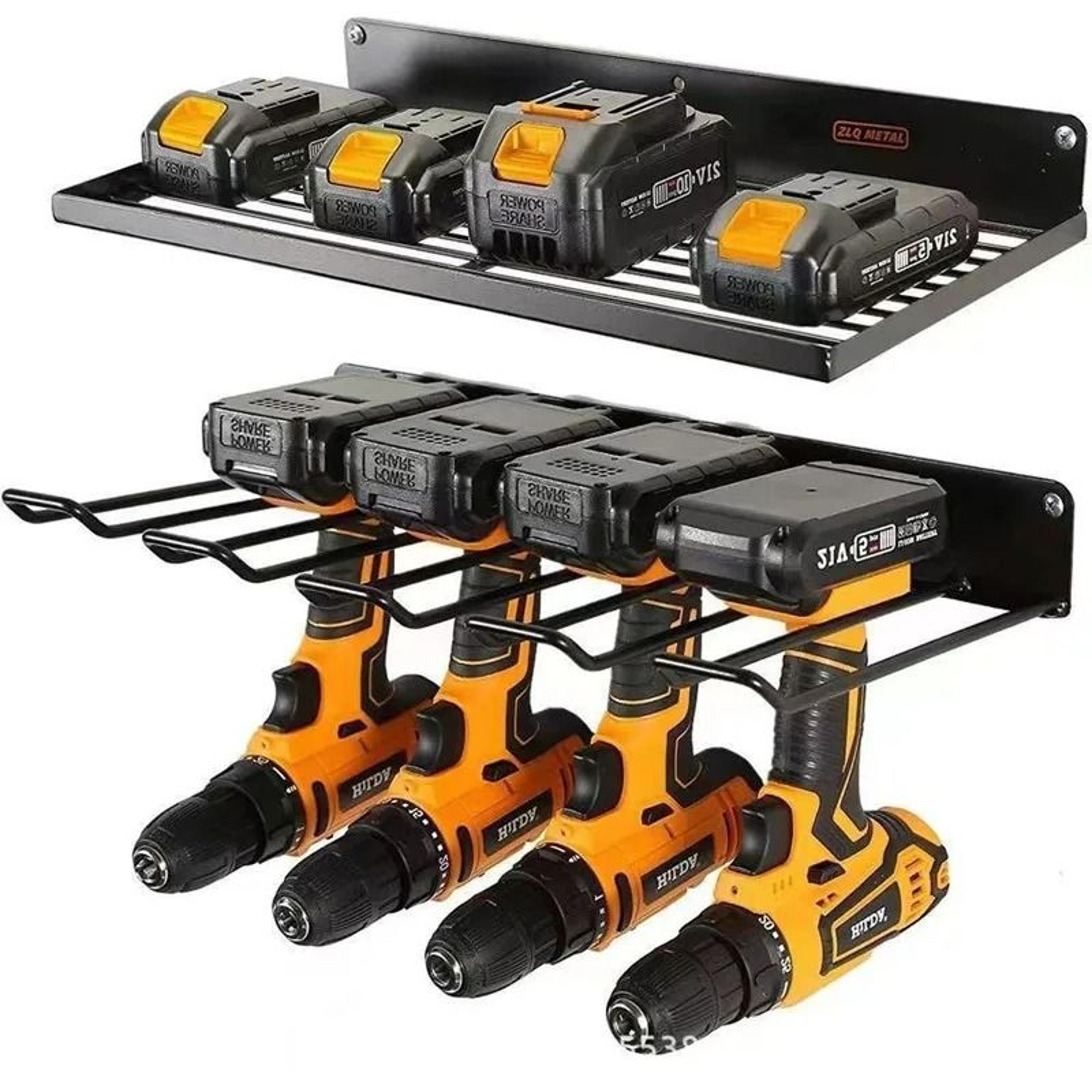 power tool wall mount holder - heavy-duty cordless drill shelf and utility storage rack