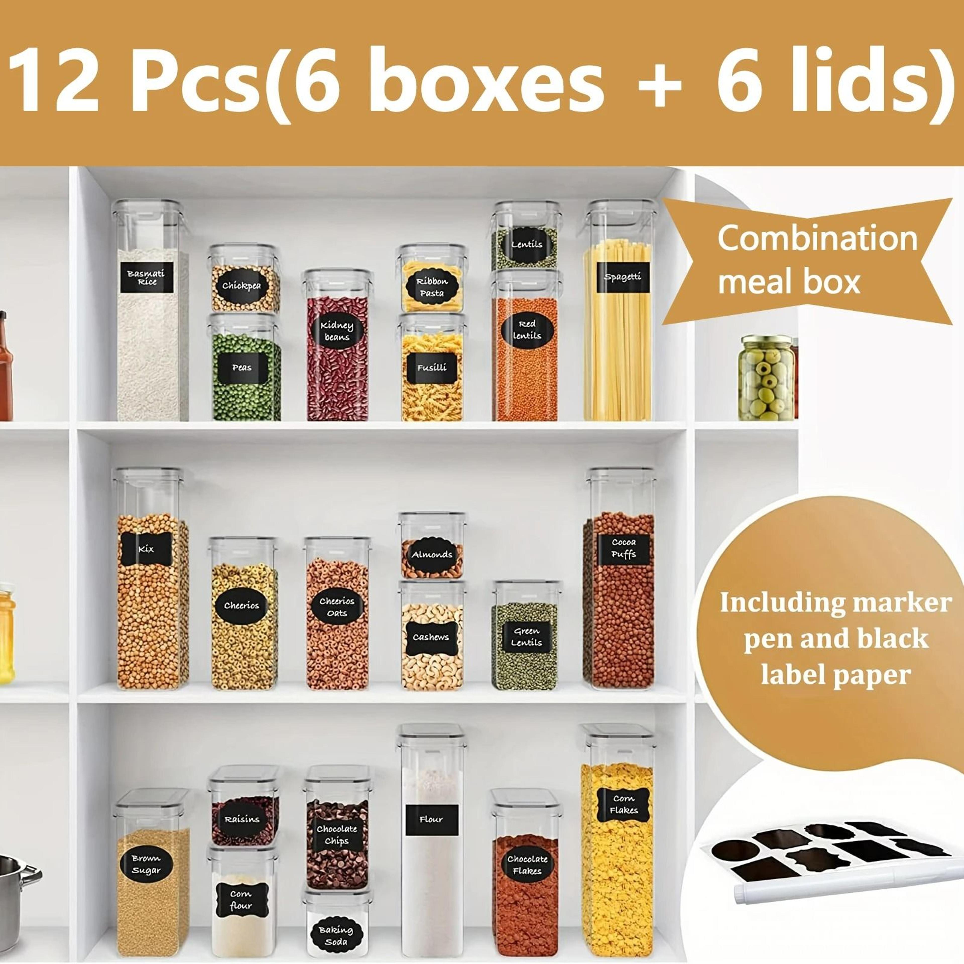 12-piece airtight food containers set - bpa-free plastic kitchen storage boxes for flour, sugar & pasta