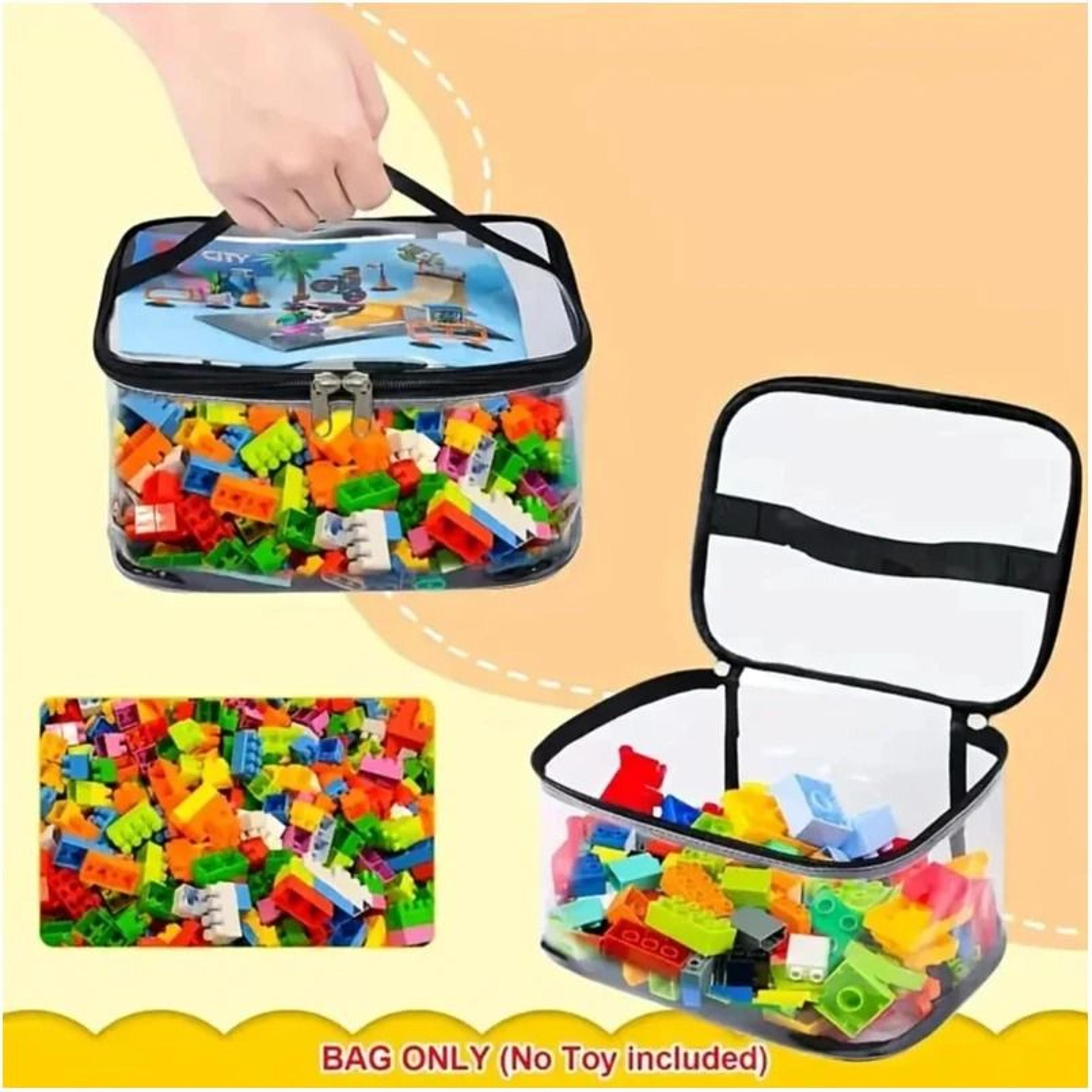transparent mesh zipper toy storage bag - large-capacity puzzle and building block organizer pouch