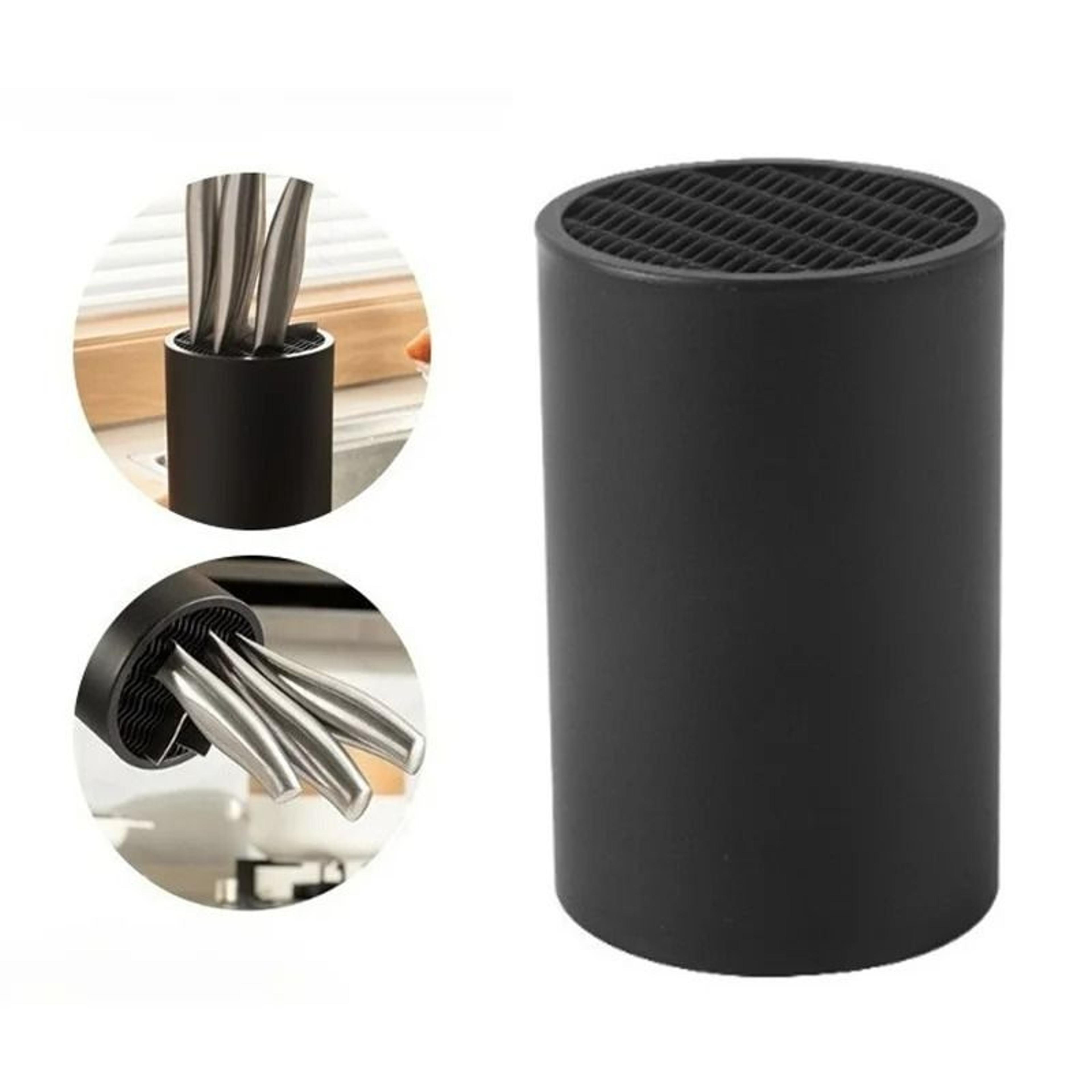 universal kitchen knife stand holder - matte black non-slot inserted storage blocks for chef, ceramic & scissors