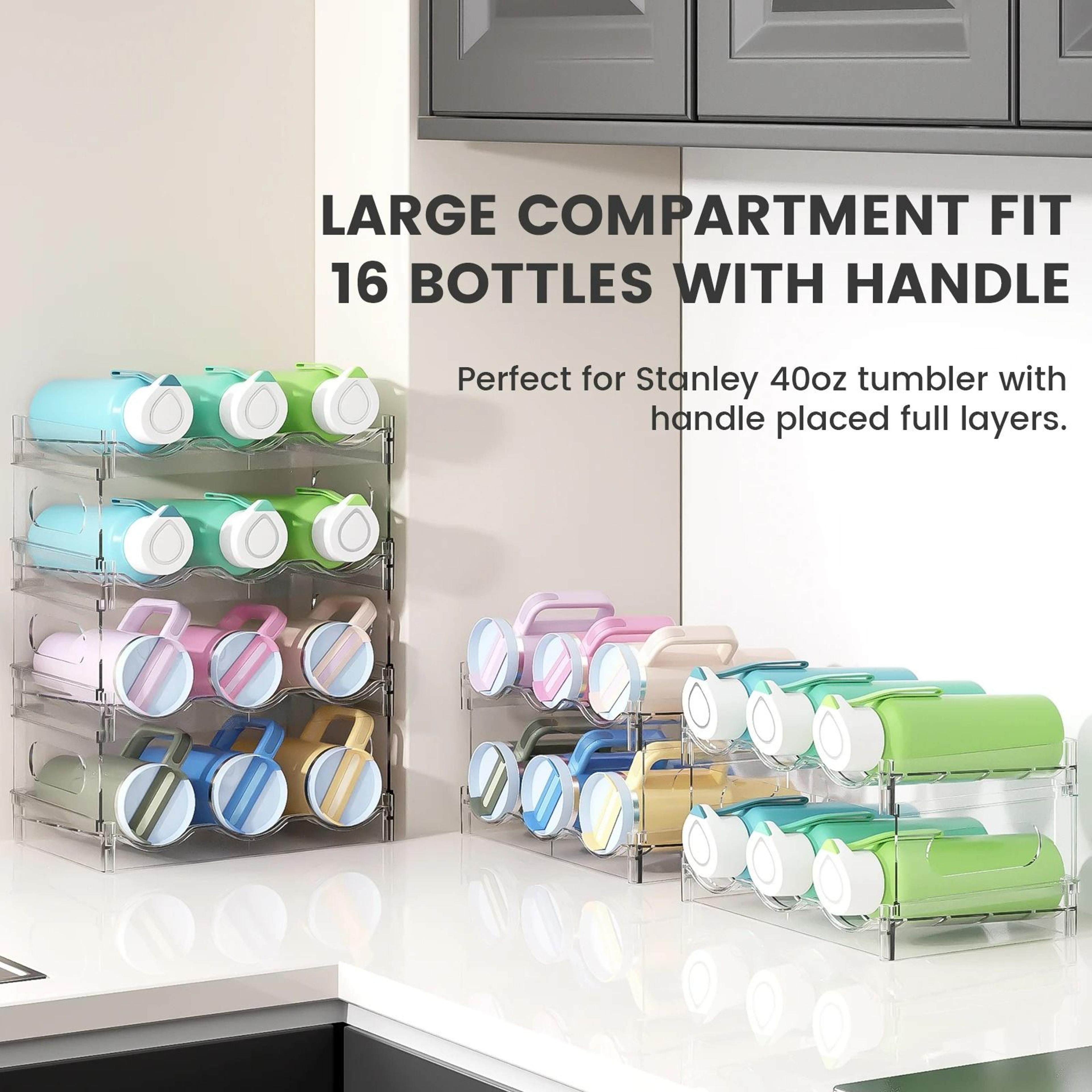 stackable clear water bottle & wine storage rack