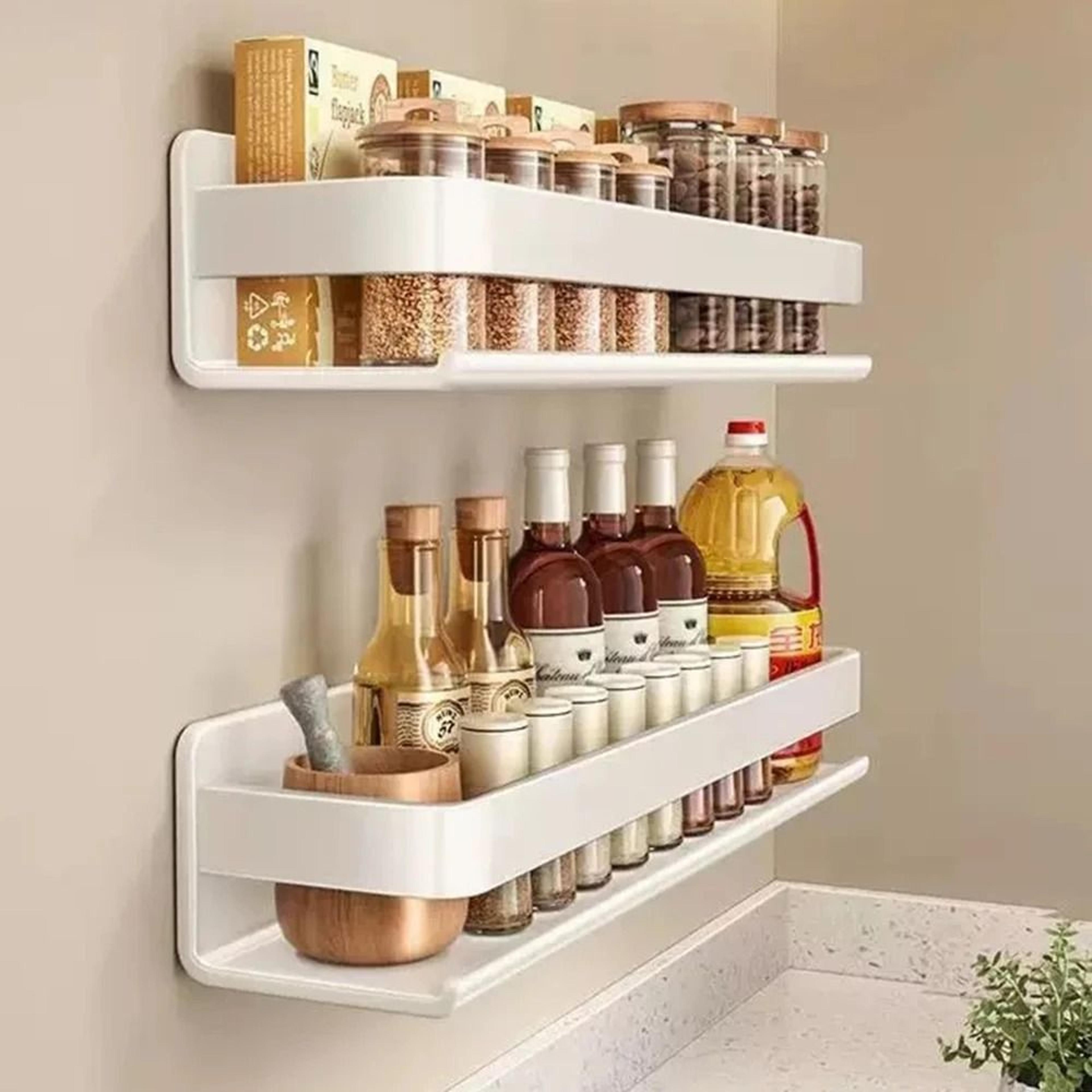 no-drill wall-mounted organizer and storage rack for bathroom and kitchen