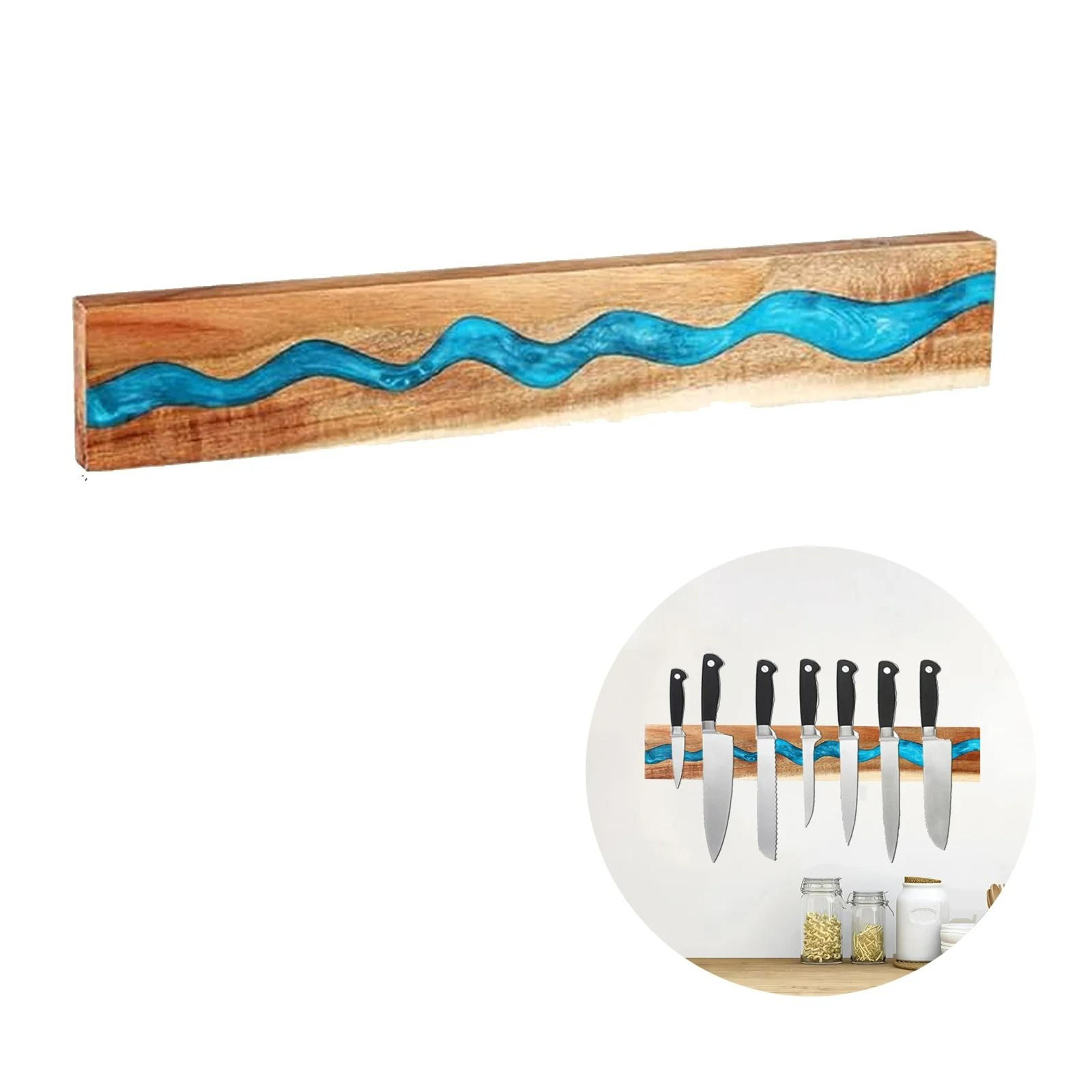 premium resin wooden magnetic knife strip and kitchen utensil organizer