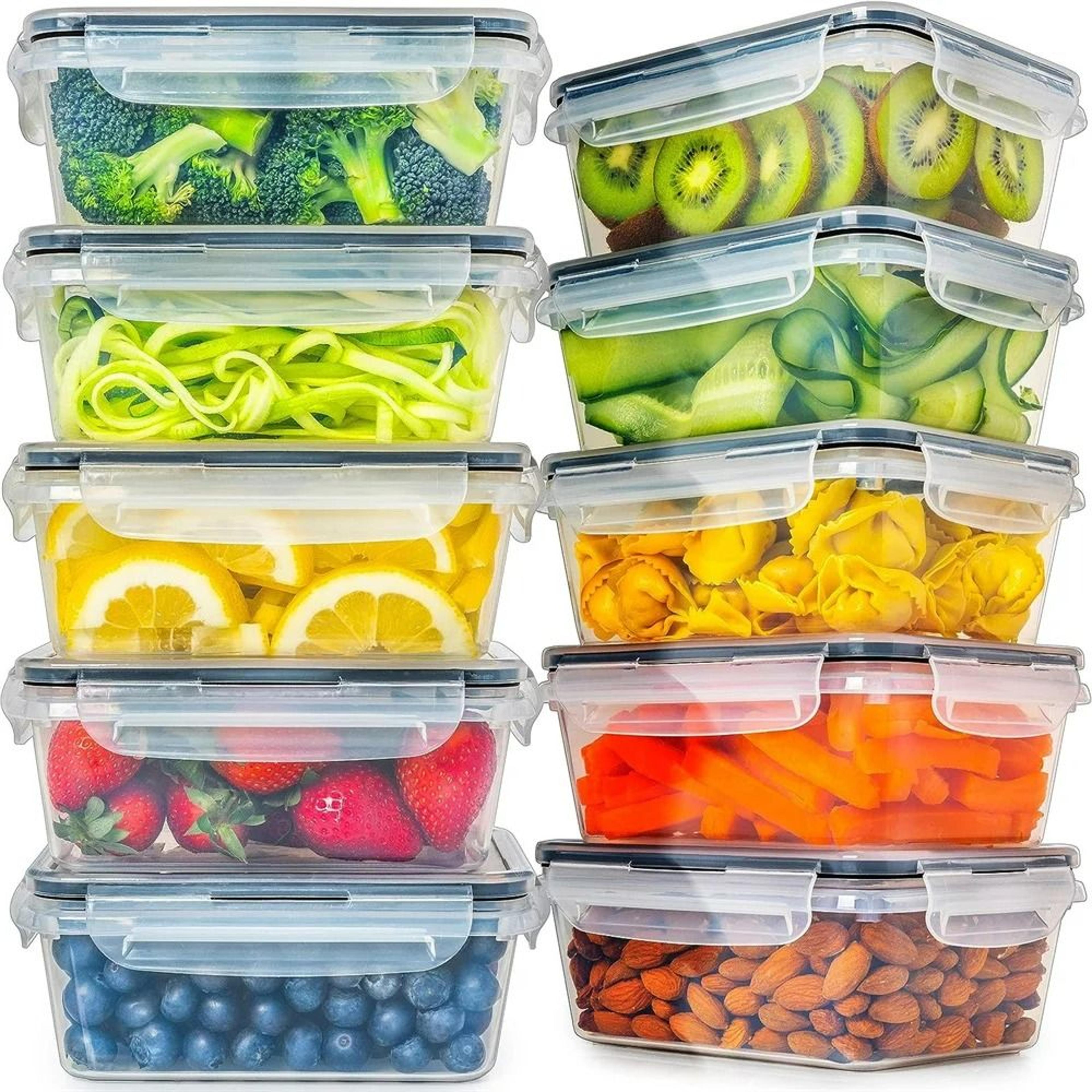 10-piece airtight kitchen food containers set with labels and marker