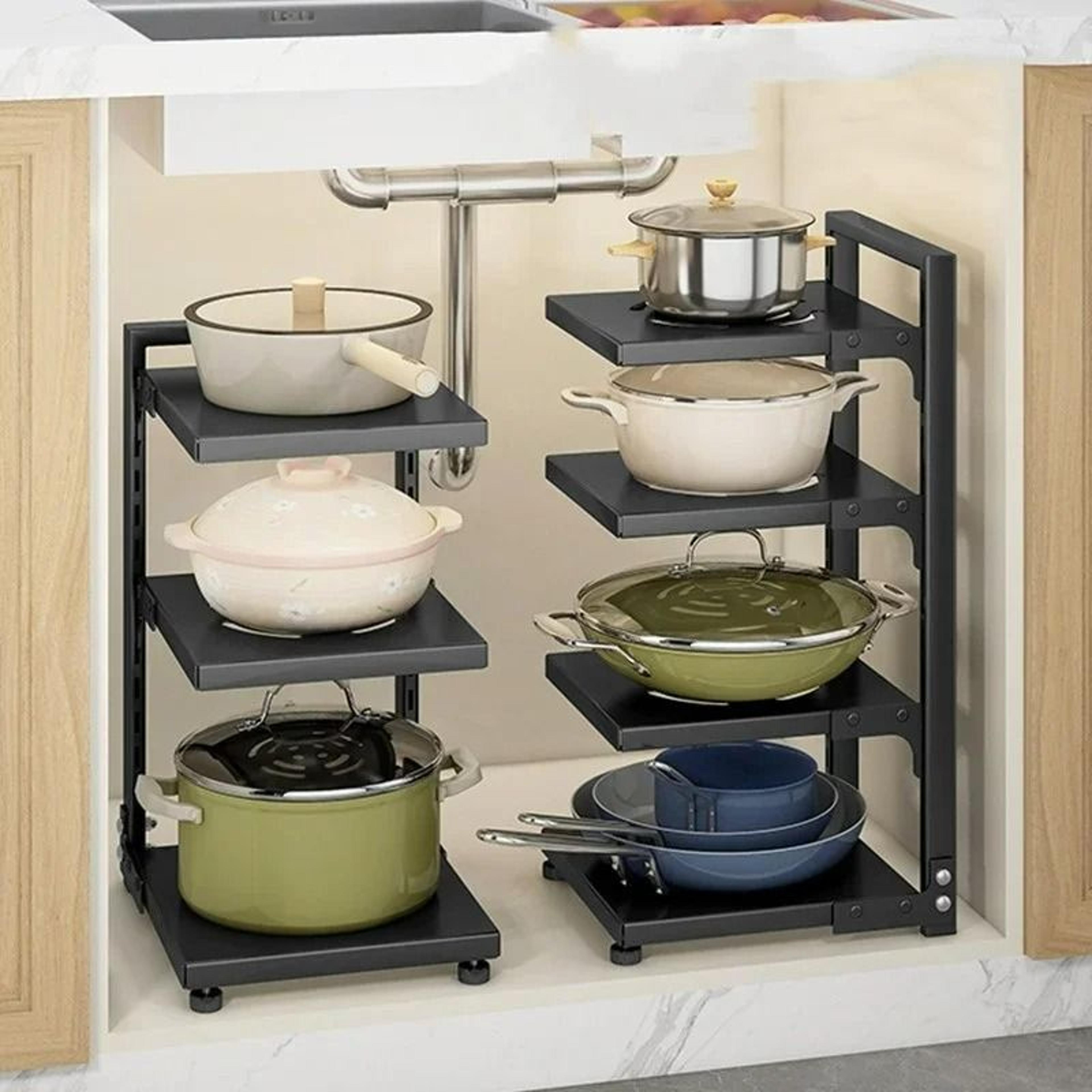 heavy-duty multi-layer carbon steel under-sink cabinet storage rack