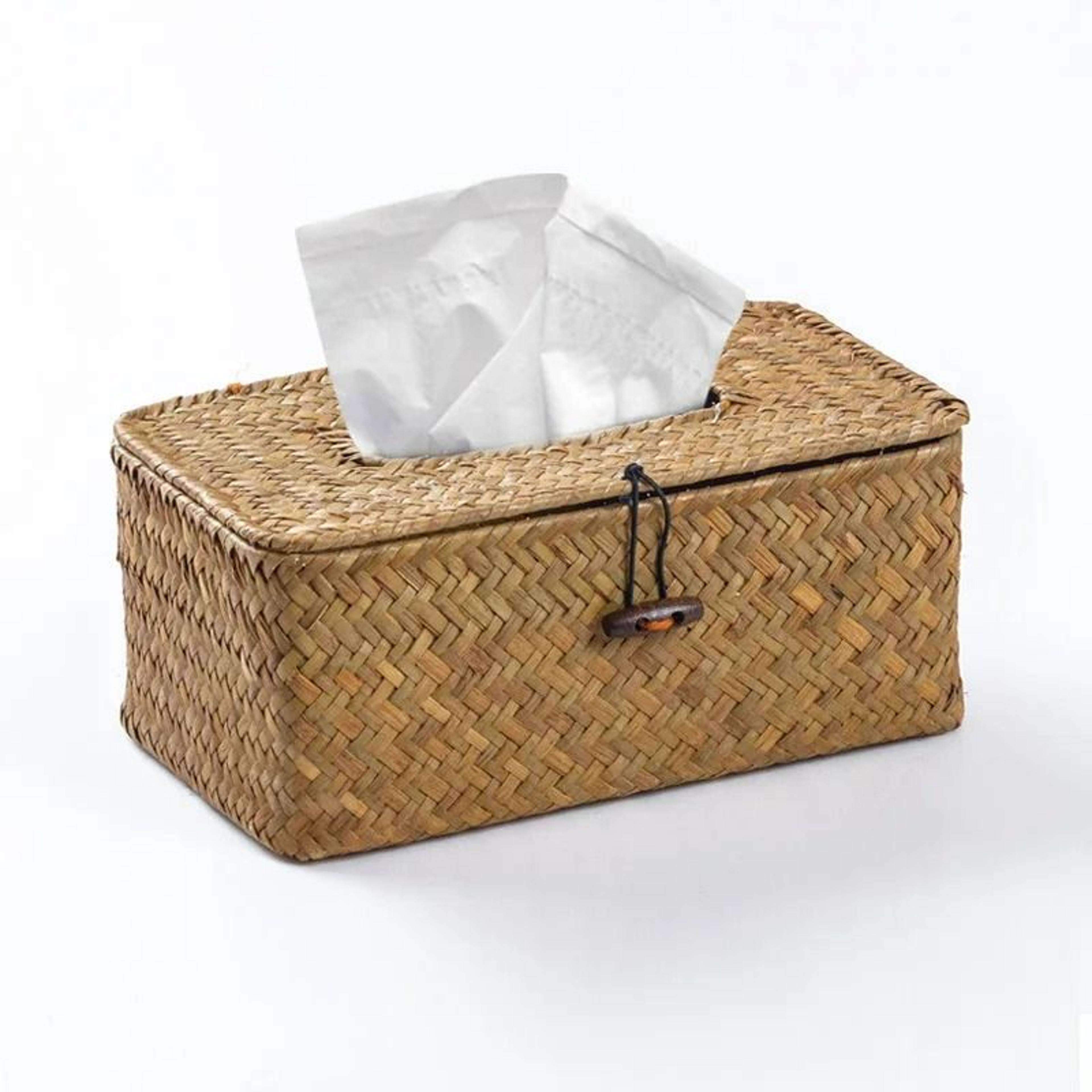 handwoven rattan tissue box cover and decorative desktop dispenser