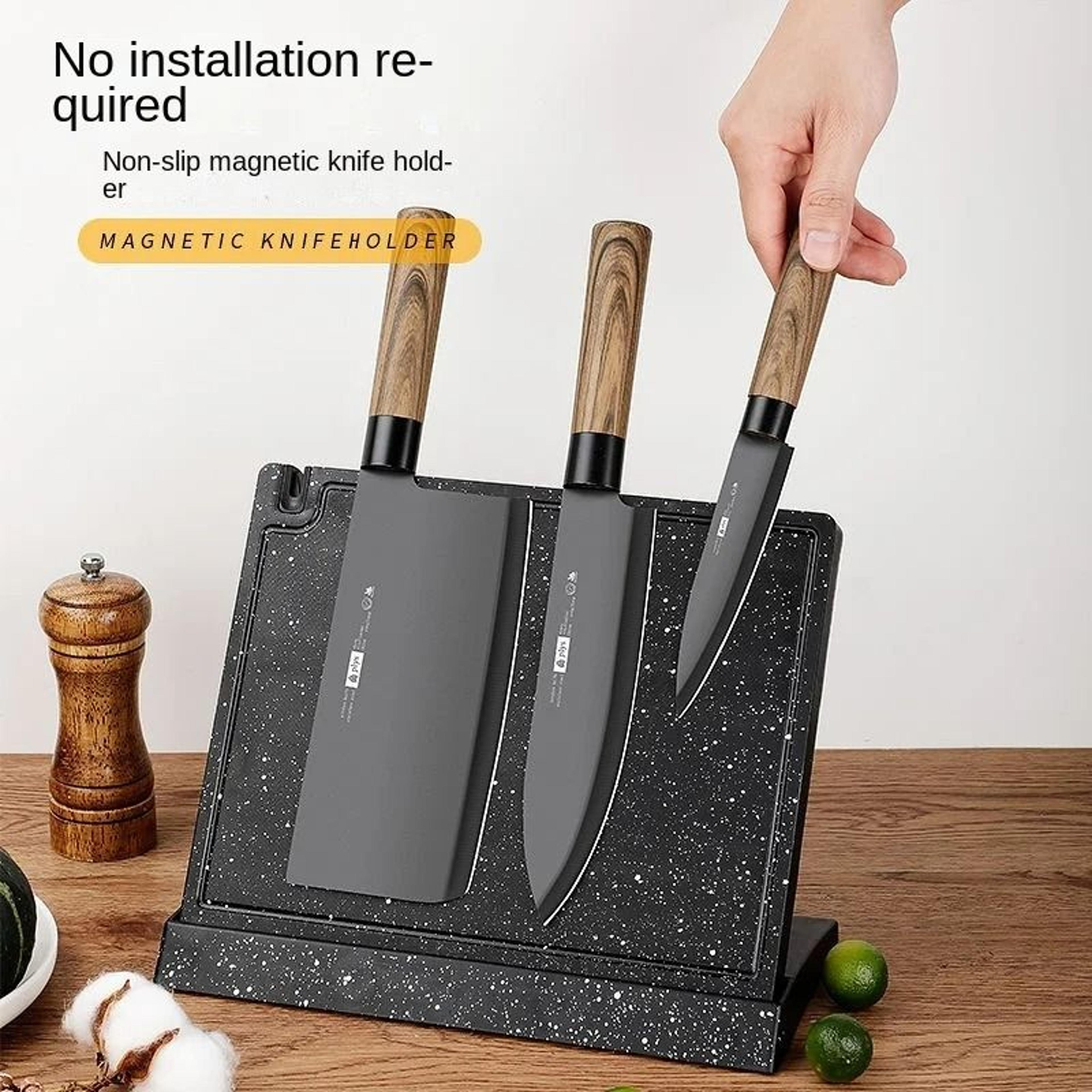 premium double-sided magnetic knife block and freestanding knife storage rack
