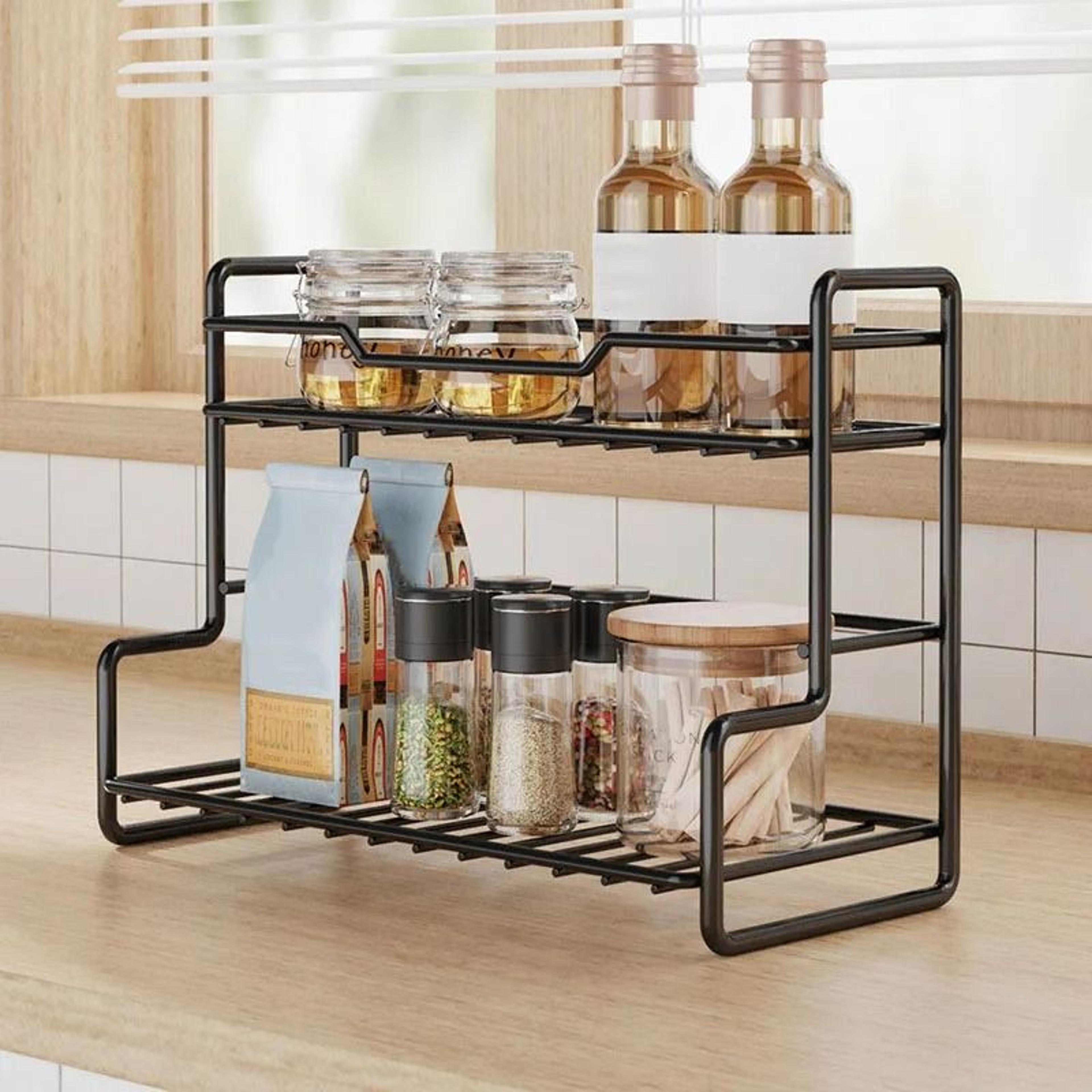 stainless steel multi-purpose storage rack and heavy-duty no-drill utility countertop shelf
