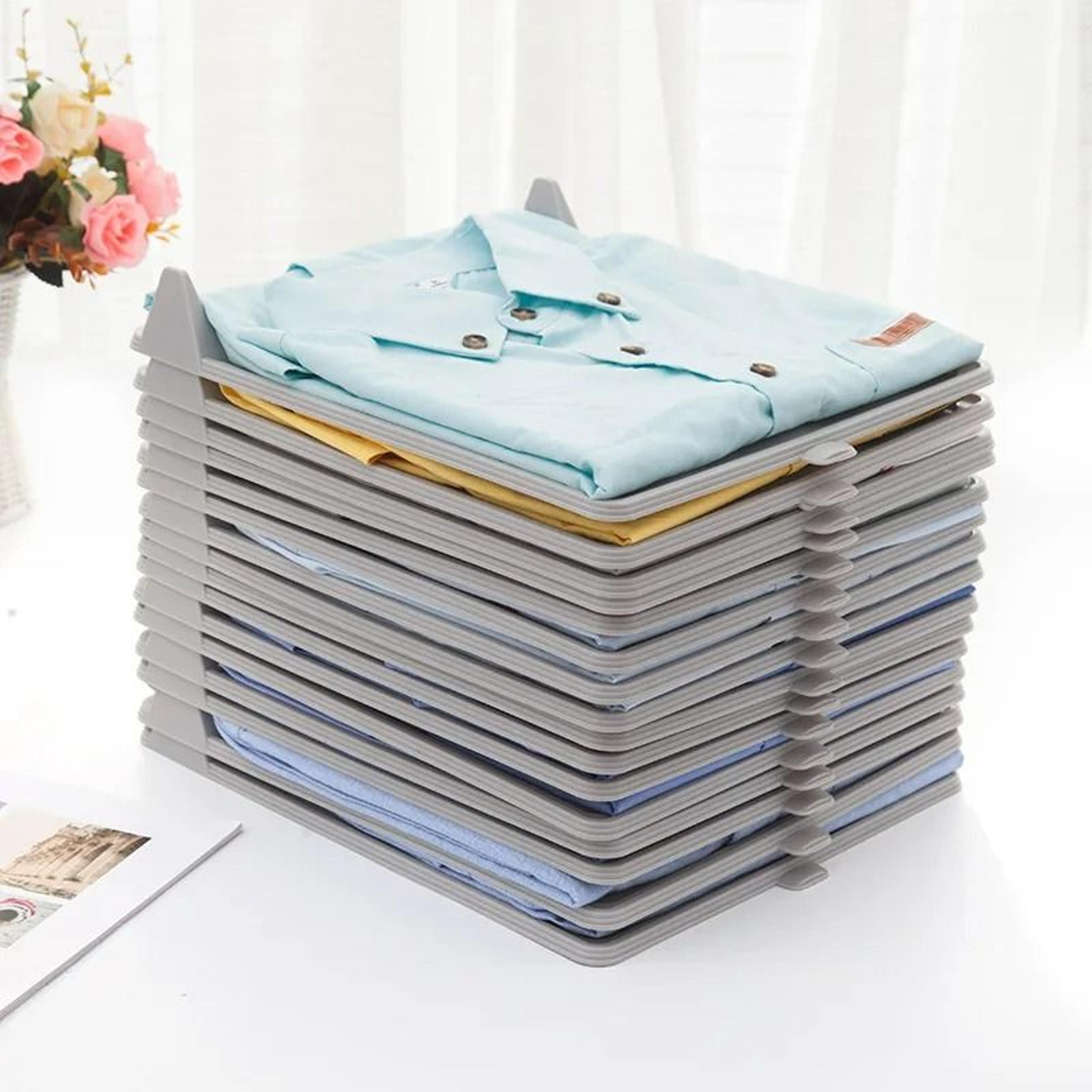lazy clothes folding board and multi-layer stackable closet organizer system