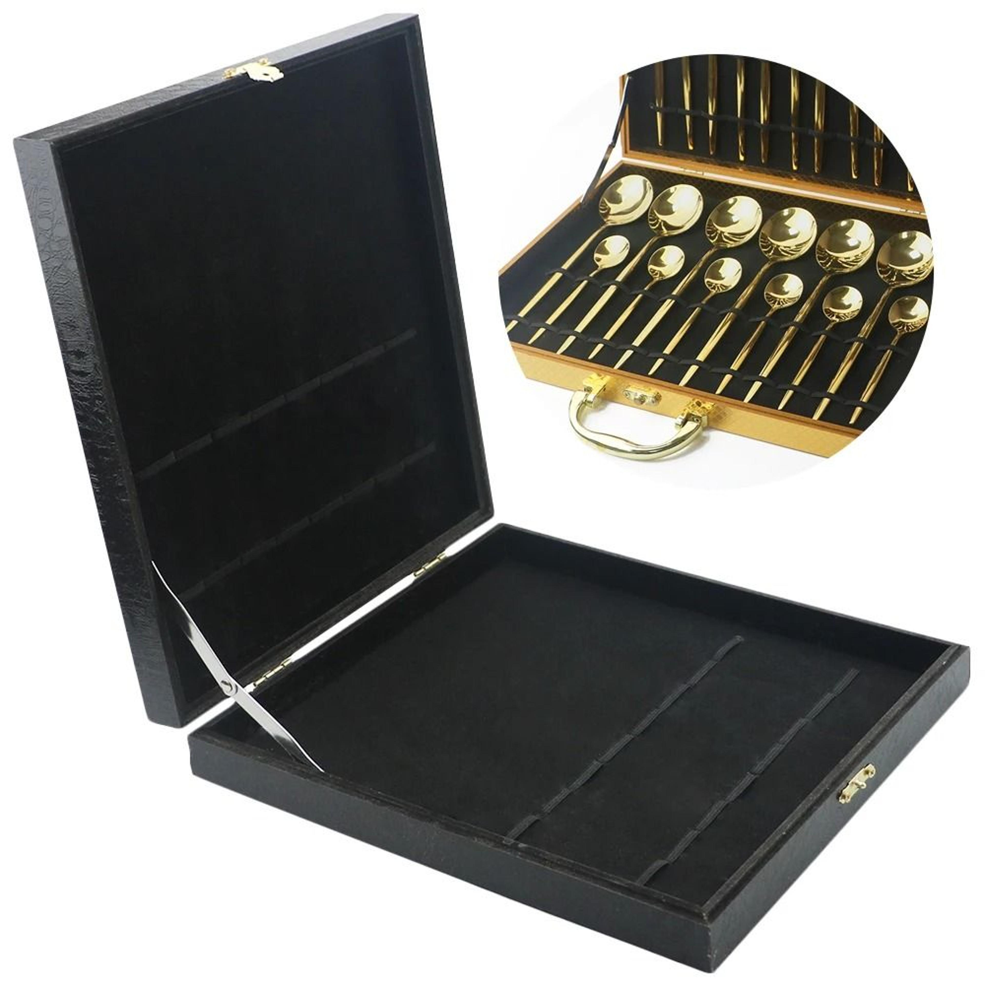 premium antioxidative wooden tableware collection box and luxury 16/24 piece flatware storage case