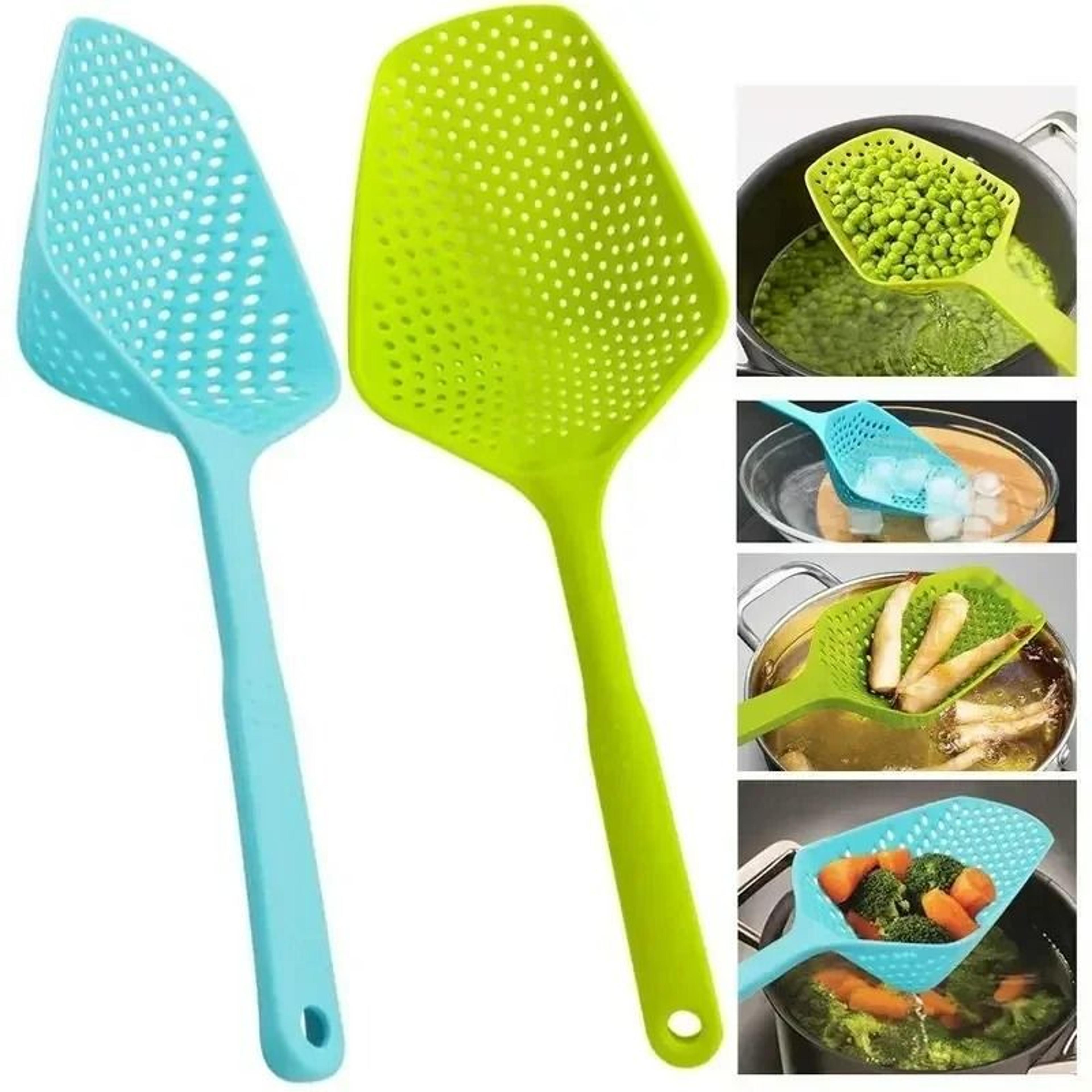 premium silicone kitchen strainer spoon, heavy-duty ice scoop, and multi-purpose cooking leaky spatula