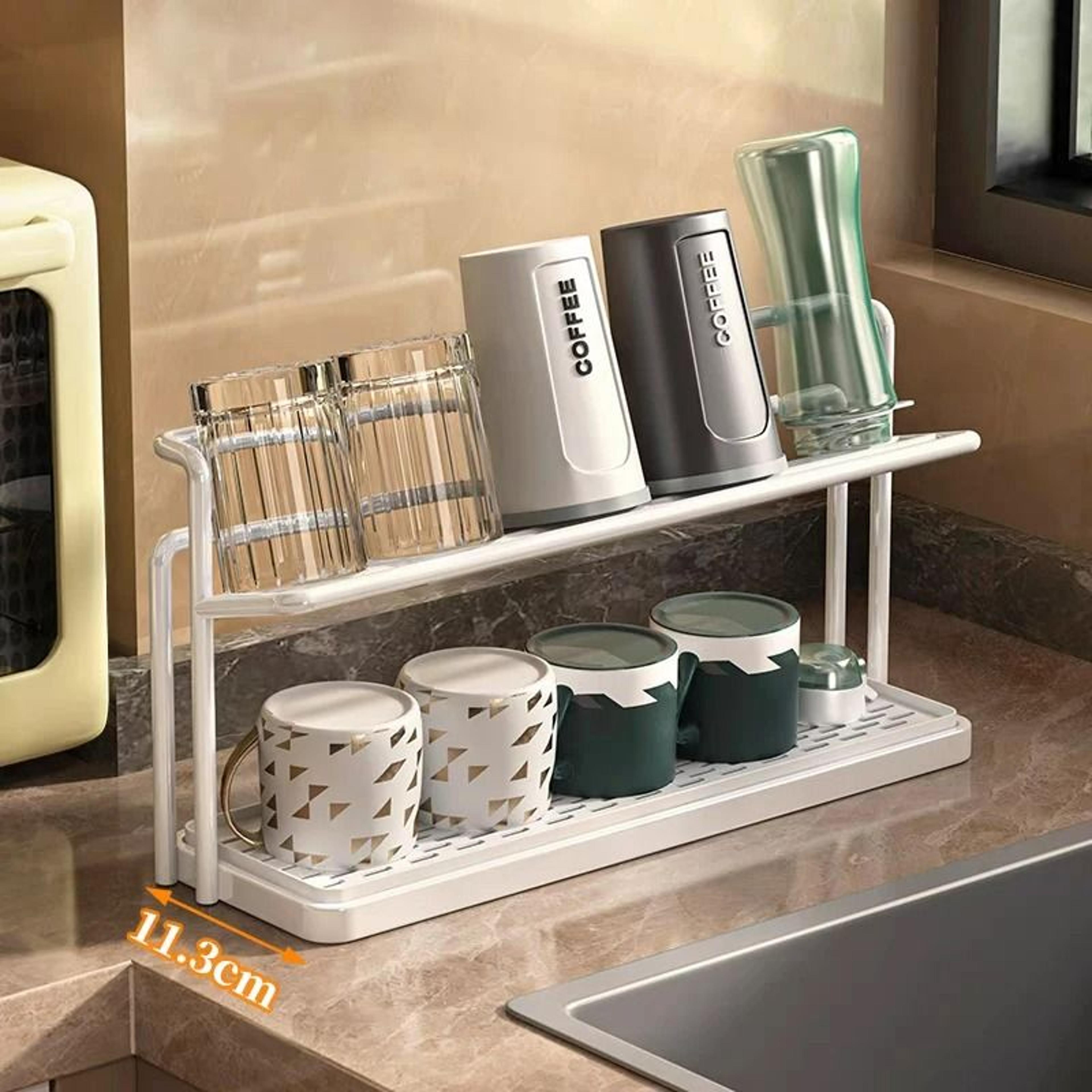 stainless steel 2-tier bottle drying rack with drain tray