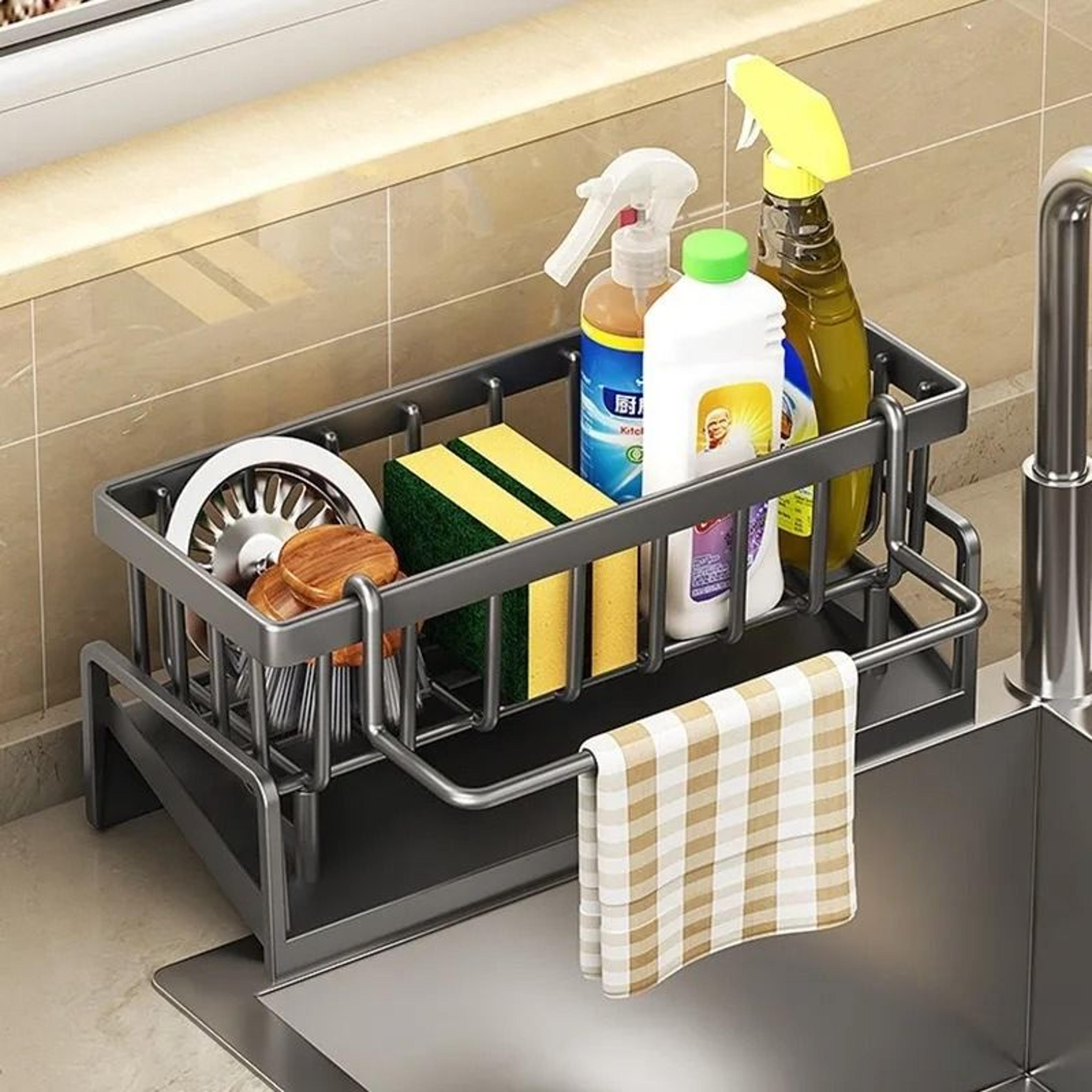 faucet-mounted sink drain rack & sponge holder