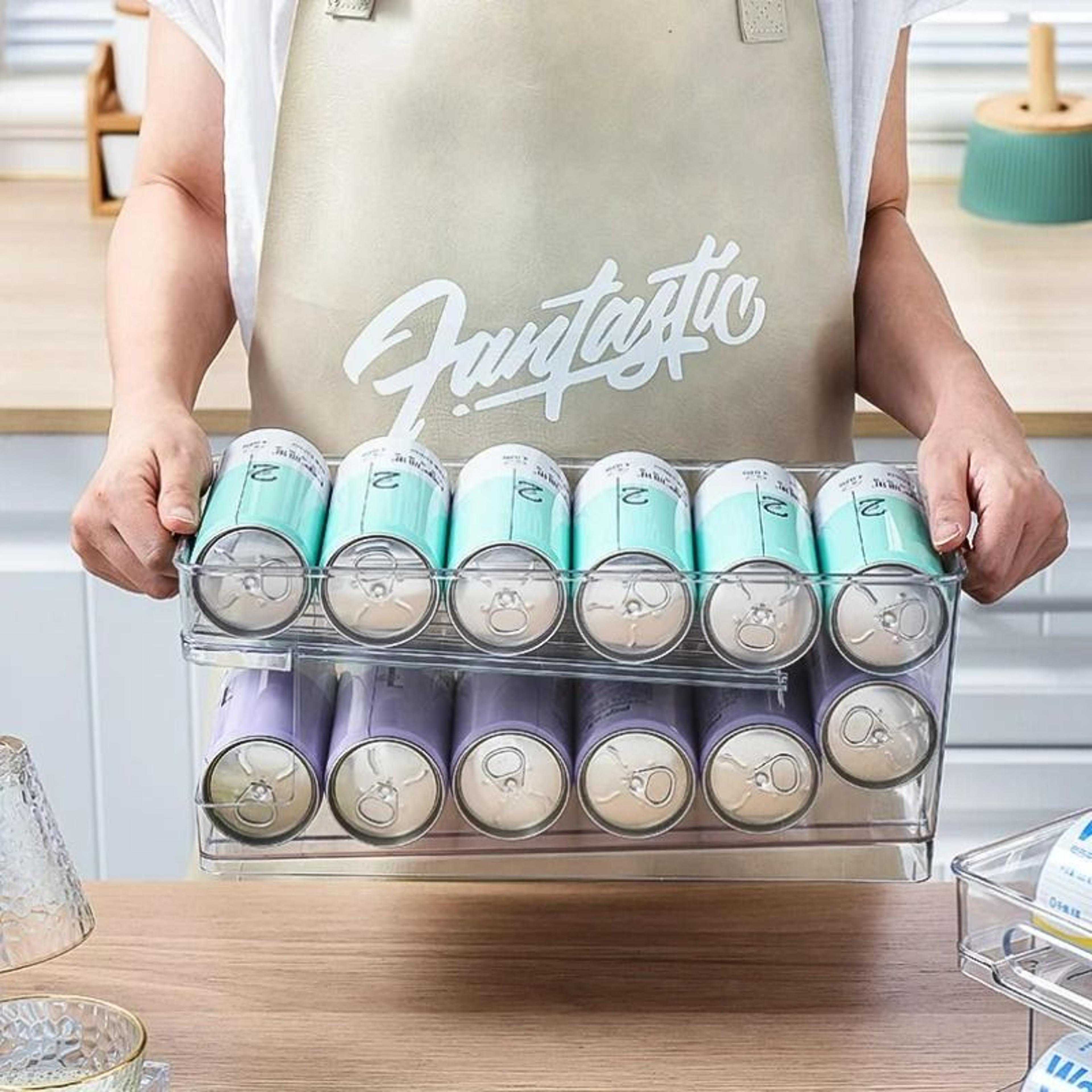double-layer rolling soda can organizer