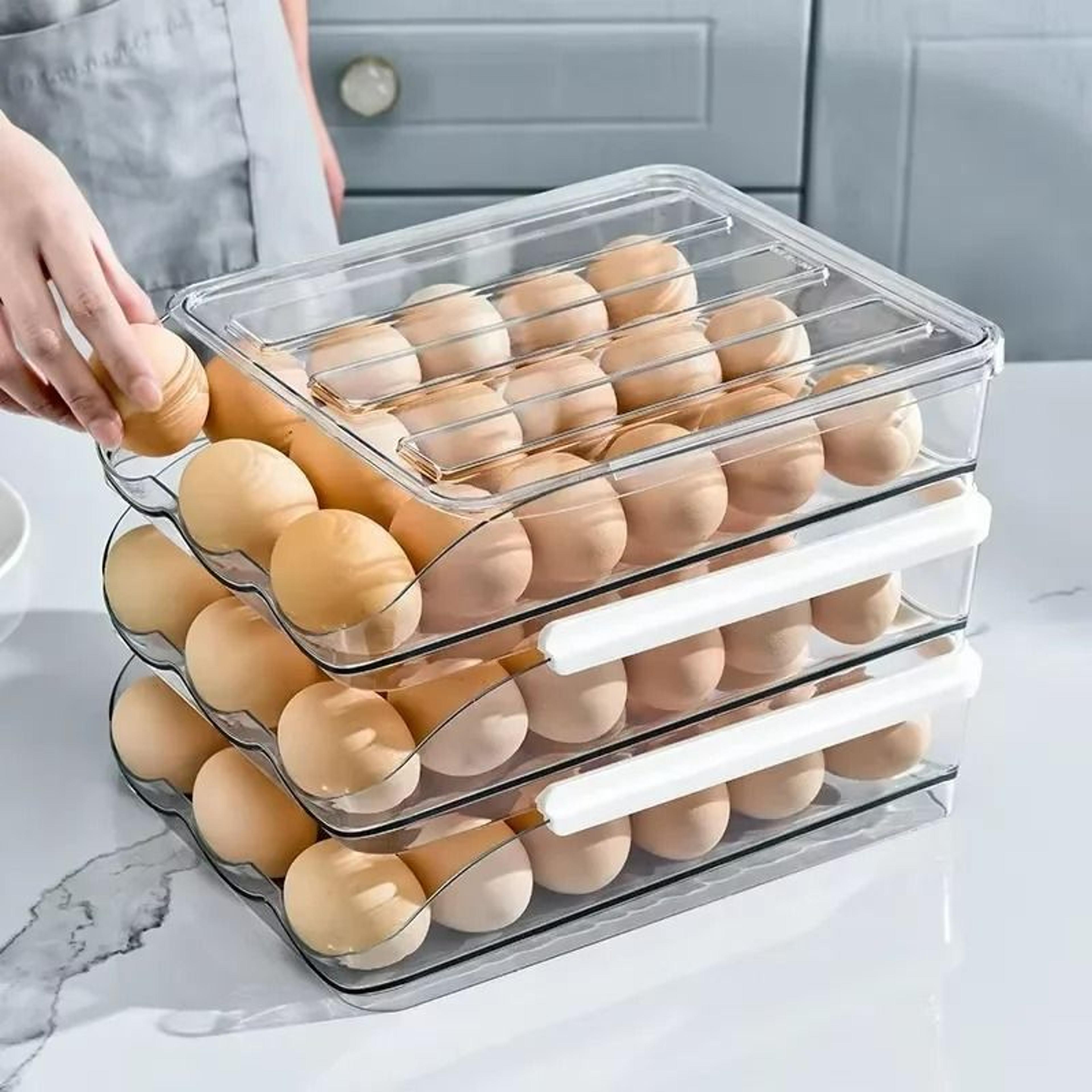 automatic gravity-rolling multi-tier egg box
