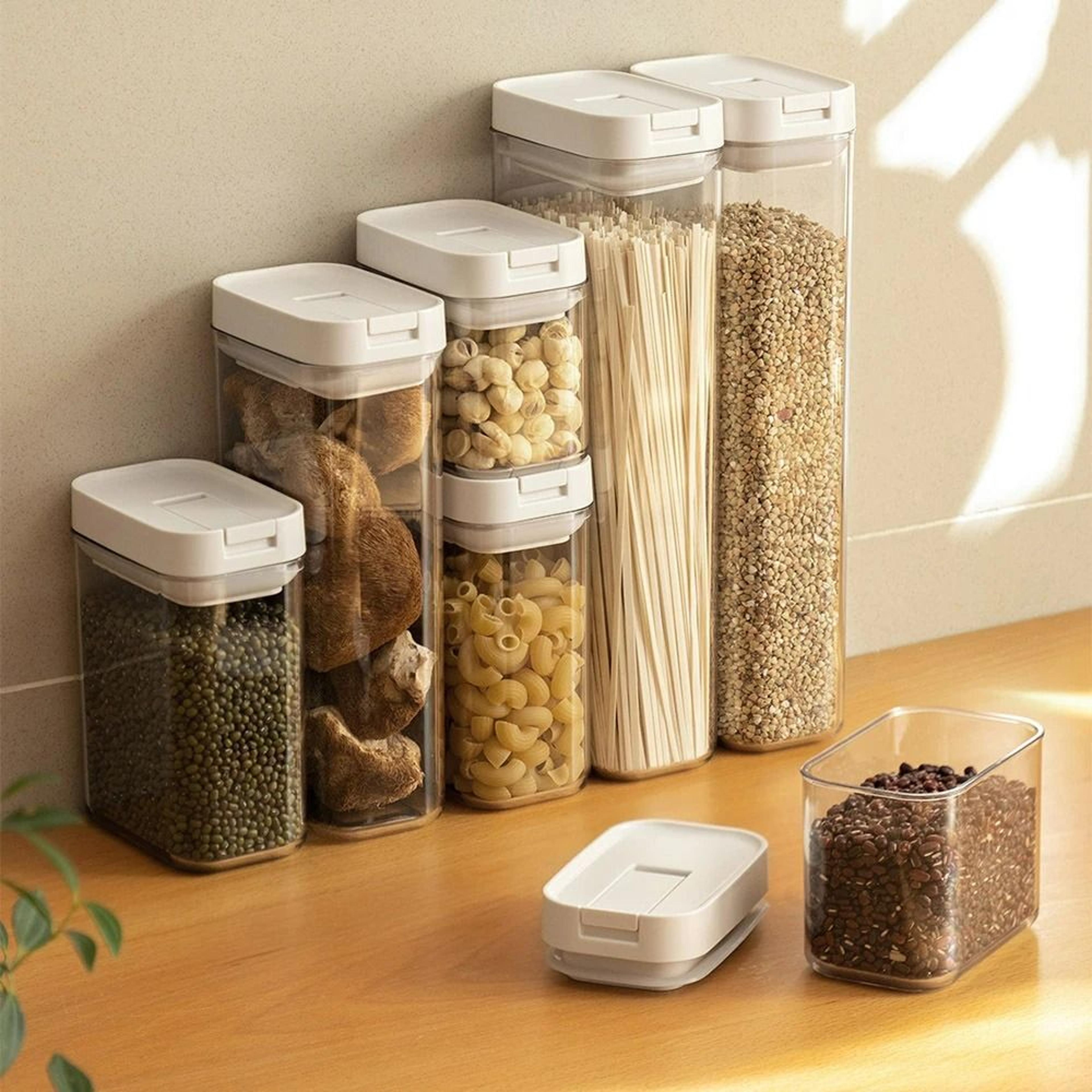 airtight stackable clear plastic kitchen storage jar