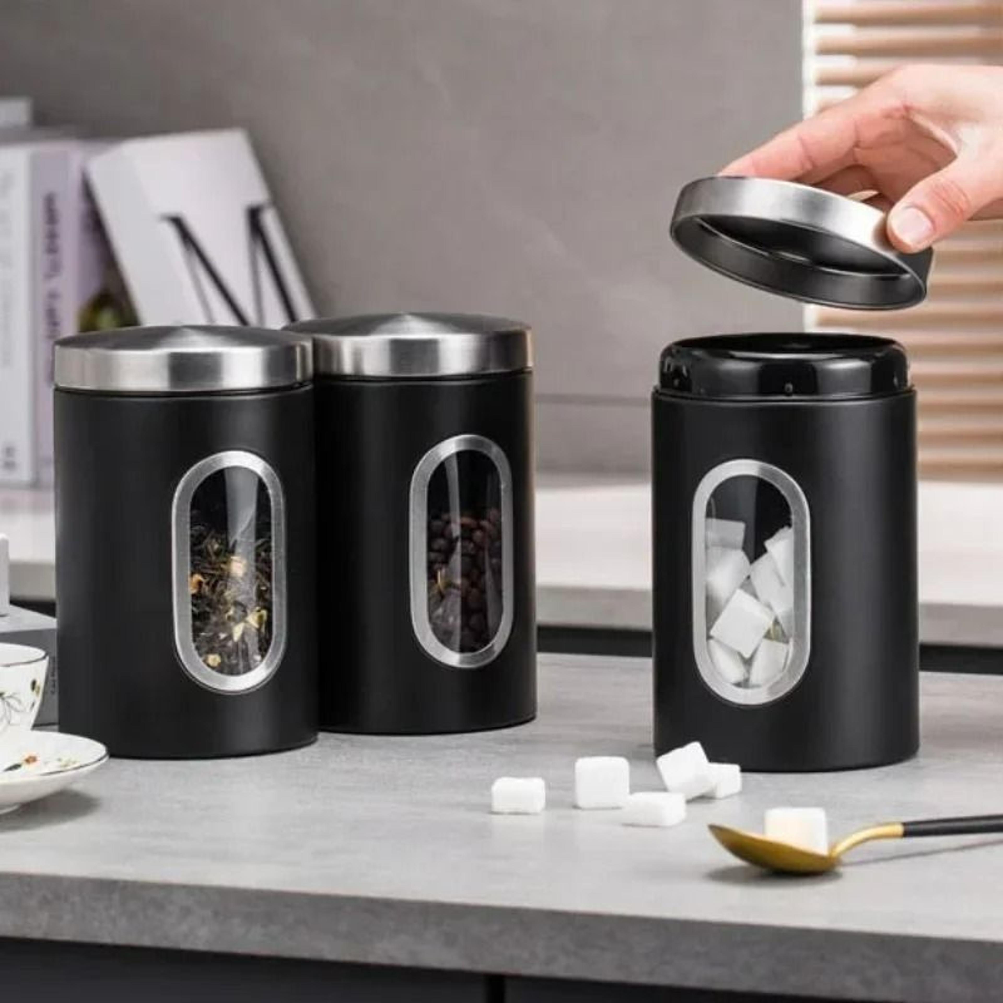 stainless steel sealed coffee canister with visual window