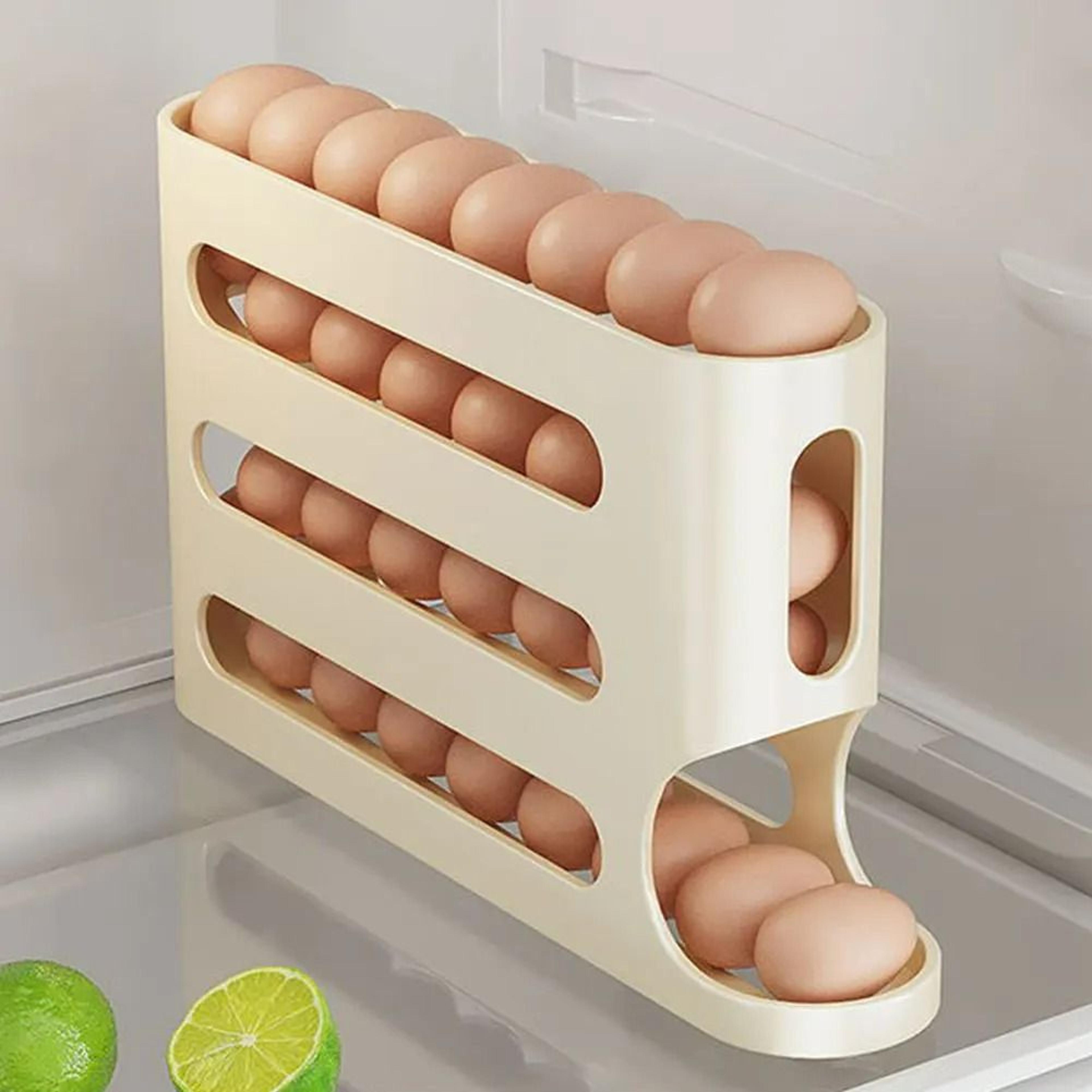4-layer auto-rolling egg dispenser & refrigerator organizer