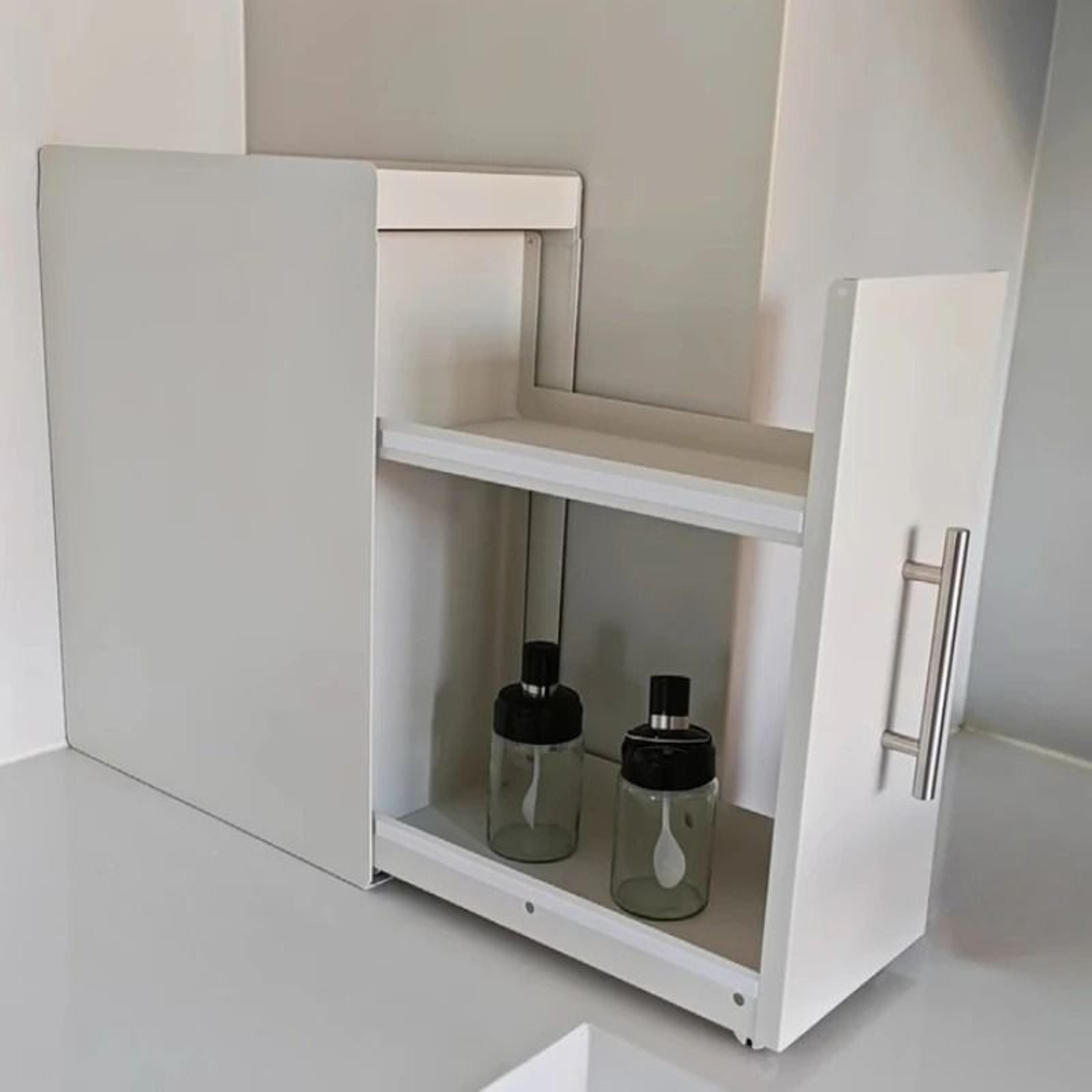 narrow countertop pull-out spice rack organizer with magnetic accessories