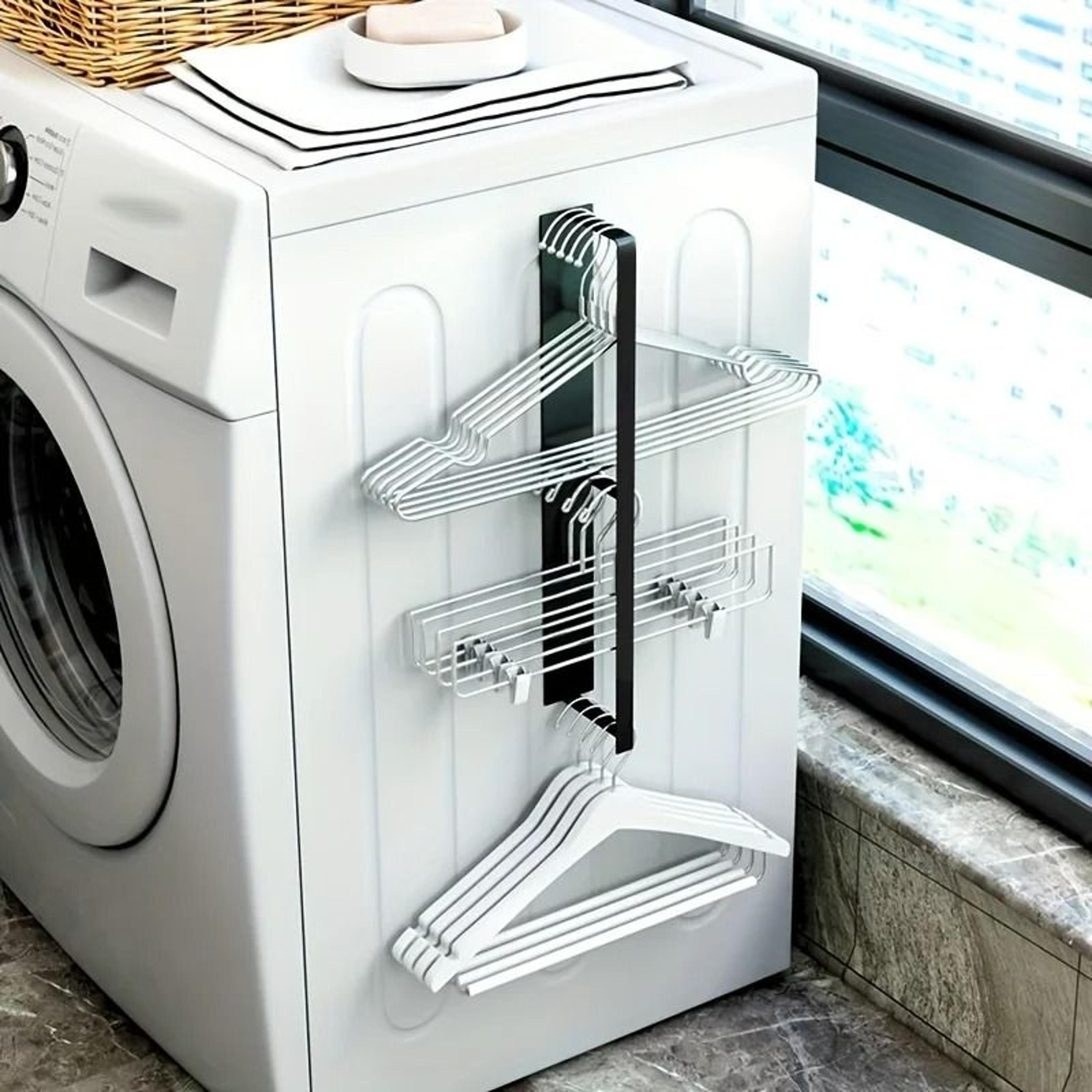 magnetic side space-saving hanger and towel storage organizer
